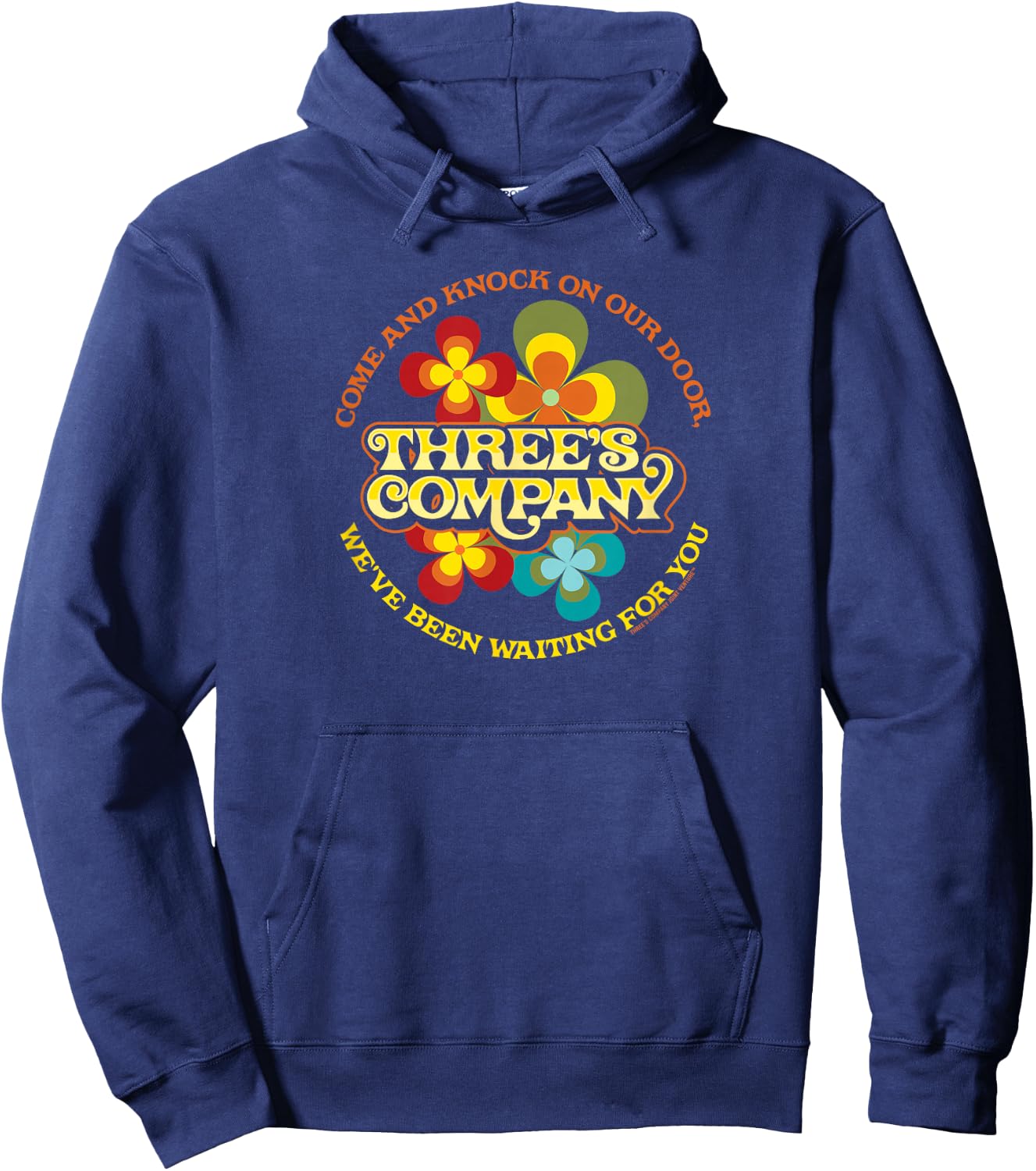 Three's Company TV Show Vintage Floral Graphic Hoodie - Hoodie | Navy