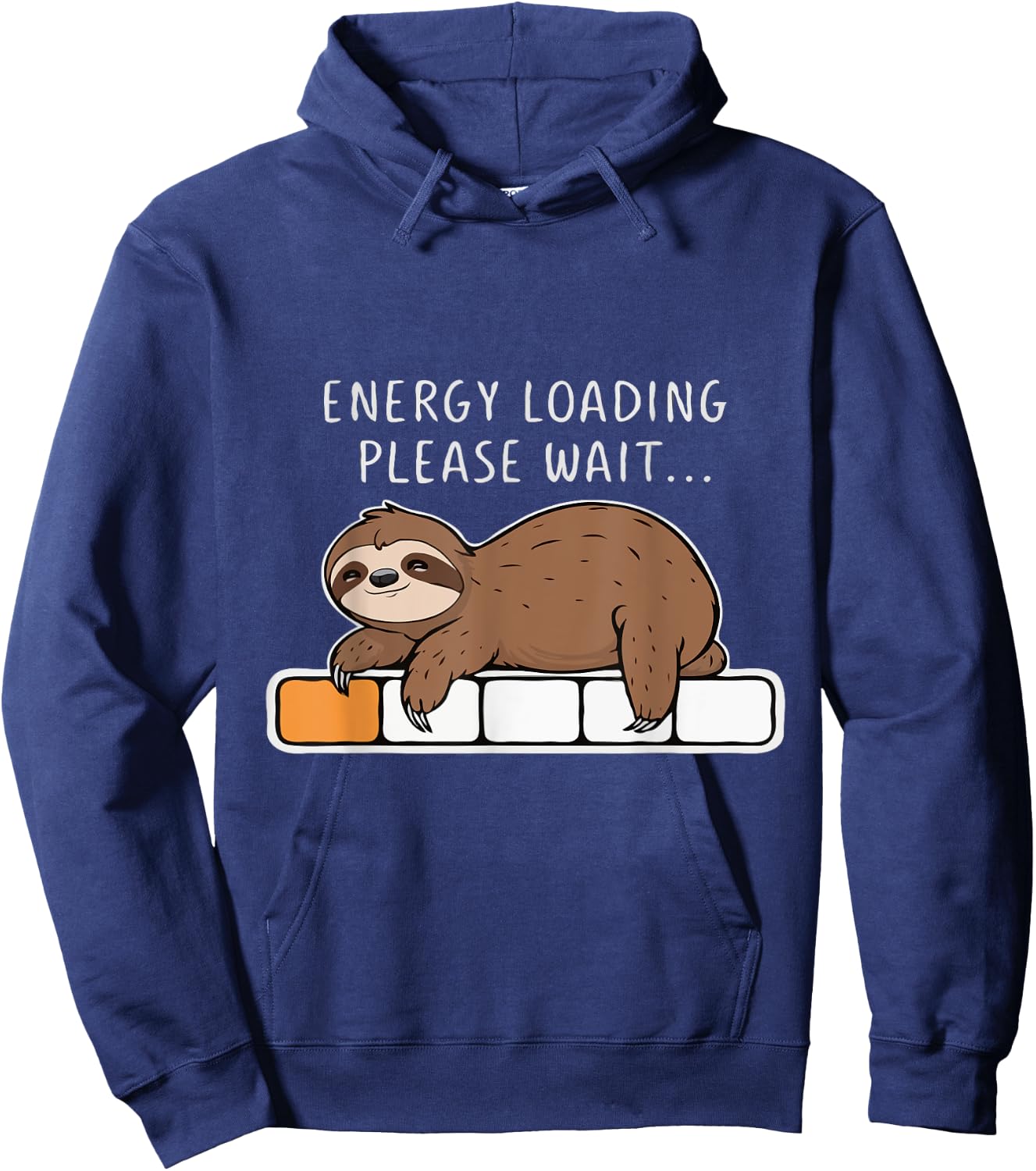 Funny Sloth, Energy Loading Please Wait, Lazy Hoodie - Hoodie | Navy