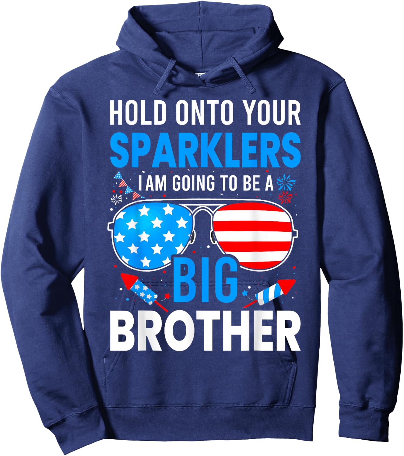 Big Brother 4th of July Pregnancy Announcement Hoodie - Hoodie | Navy