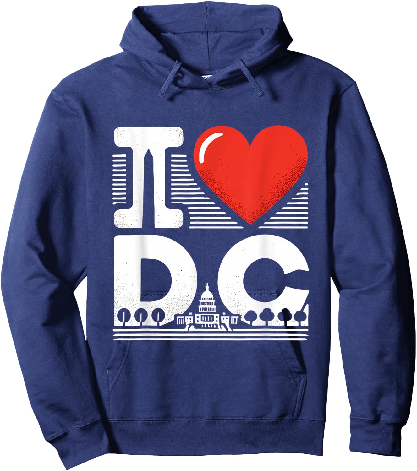 I Love DC, Washington DC Icons and Heart Hoodie - Hoodie | Navy