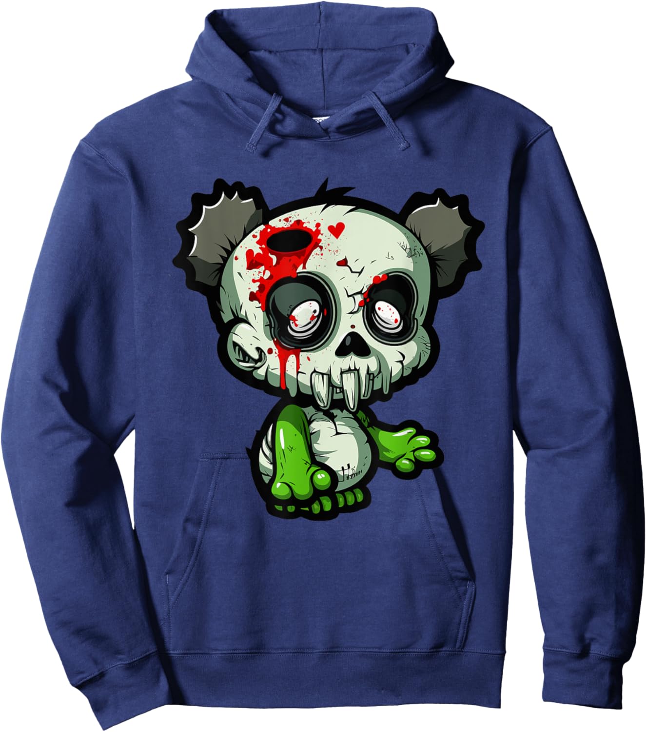 Undead Panda Chaos - Comic Style Zombie Bear Hoodie - Hoodie | Navy