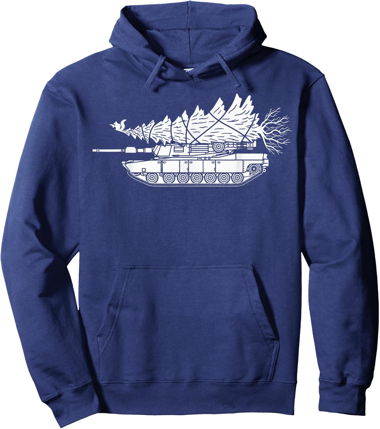 Tank Carrying Christmas Tree Hoodie - Hoodie | Navy