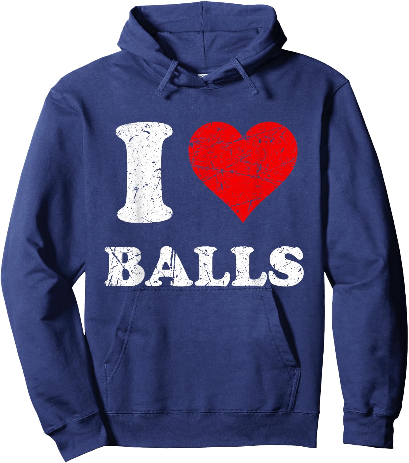 Distressed I Heart Balls I Love Balls Hoodie - Hoodie | Navy