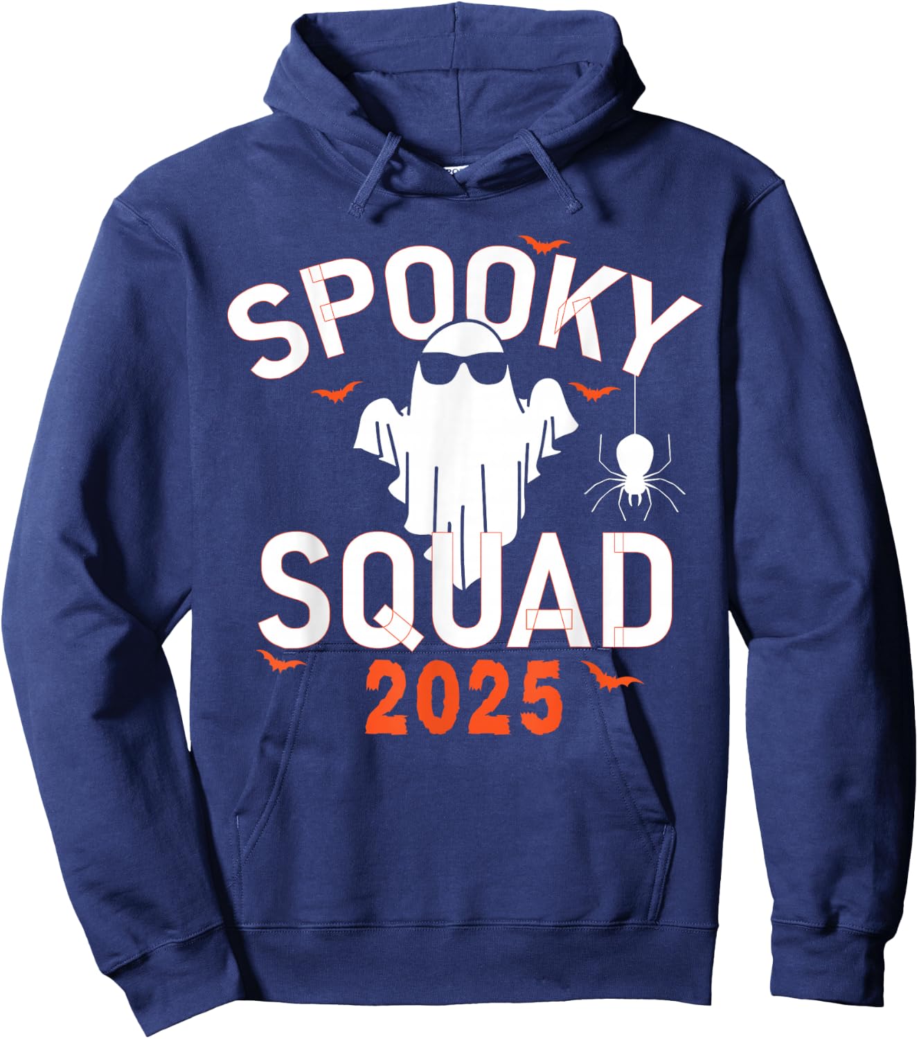 Spooky Squad 2025 Scary Halloween Bat Boo Hoodie - Hoodie | Navy