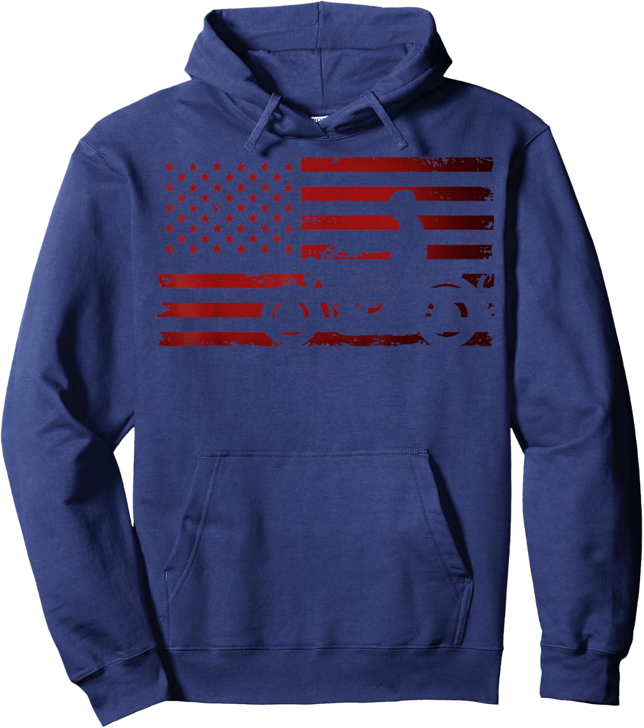 American Flag Motorcycle Biker Chopper Hoodie - Hoodie | Navy