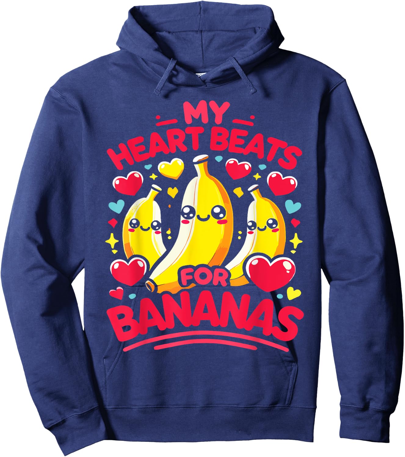 My Heart Beats For Bananas Banana Lover Hoodie - Hoodie | Navy