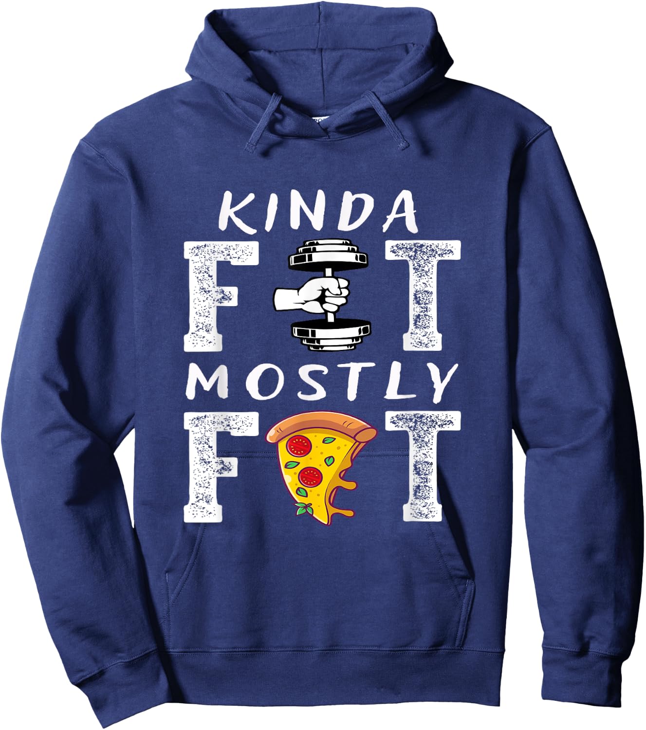 Kinda Fit Mostly Fat Fitness Funny Workout Hoodie - Hoodie | Navy