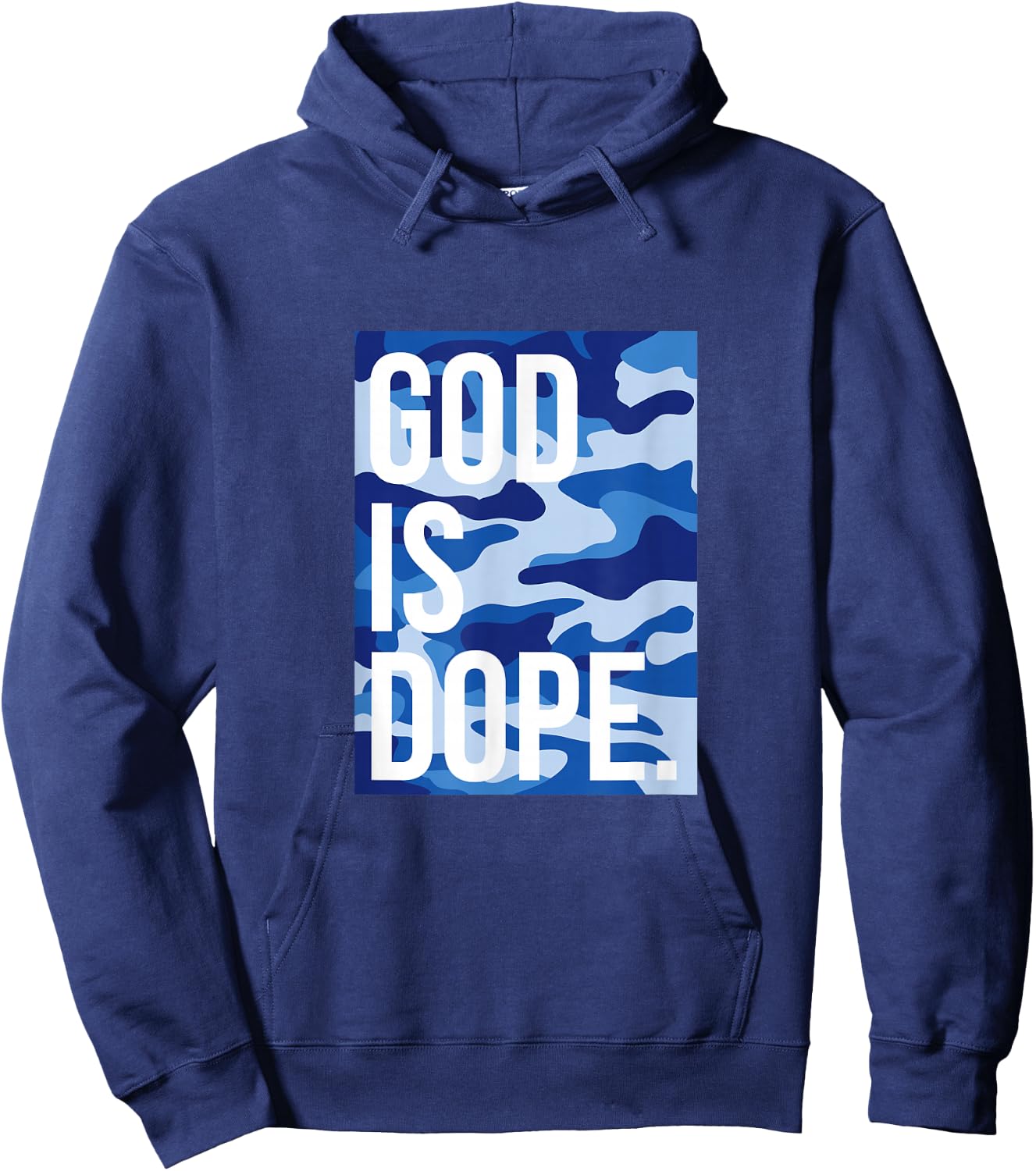 God Is Dope | Blue Camouflage Hoodie - Hoodie | Navy