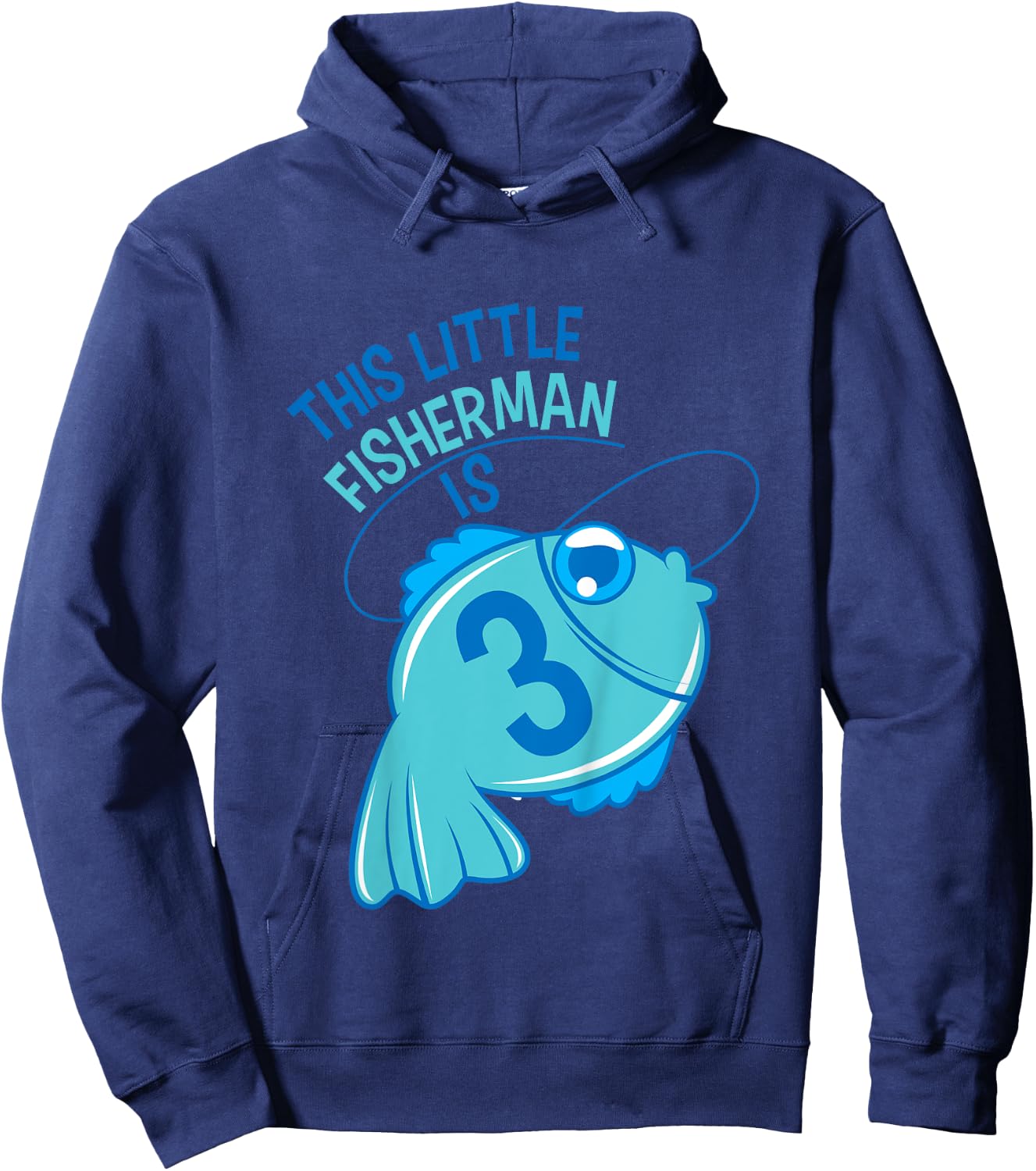 Kids 3rd Birthday Boys Fishing Fish 3 Year Old Hoodie - Hoodie | Navy