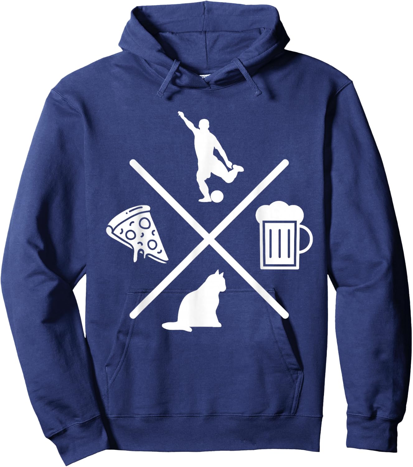 Soccer Beer Cats Pizza Feline Snack Food Gift Hoodie - Hoodie | Navy