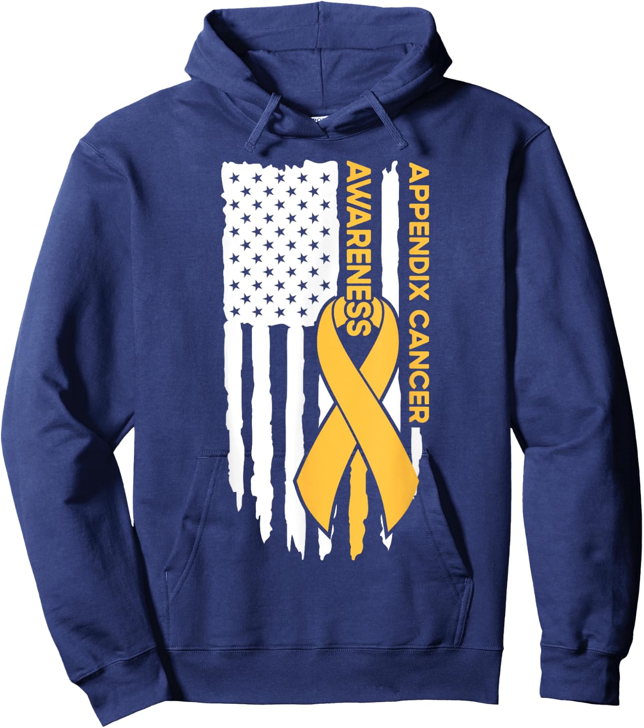 Appendix Cancer Awareness Flag Appendix Cancer Hoodie - Hoodie | Navy