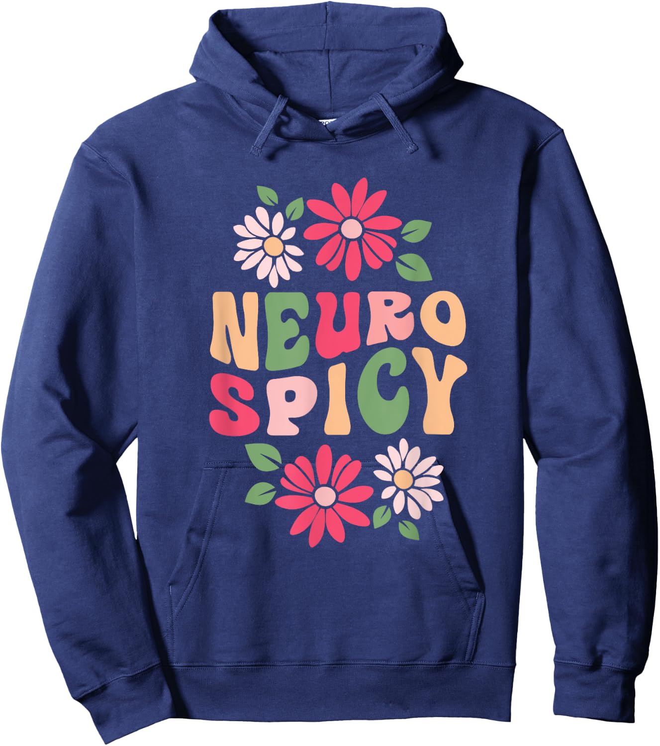 Neurospicy Retro Flower Hoodie - Hoodie | Navy