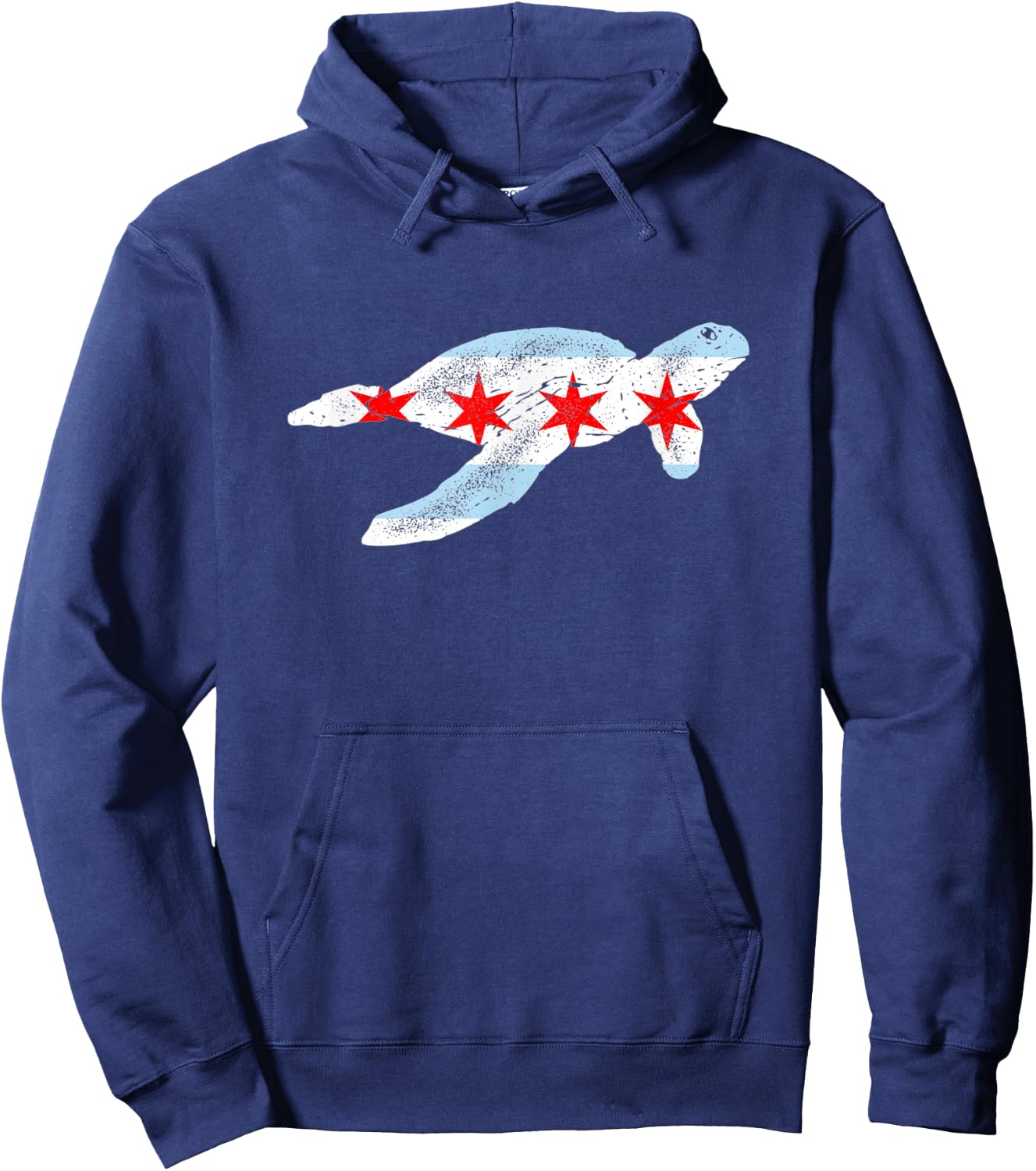 Chicago Flag Sea Turtle Aquarium Hoodie - Hoodie | Navy