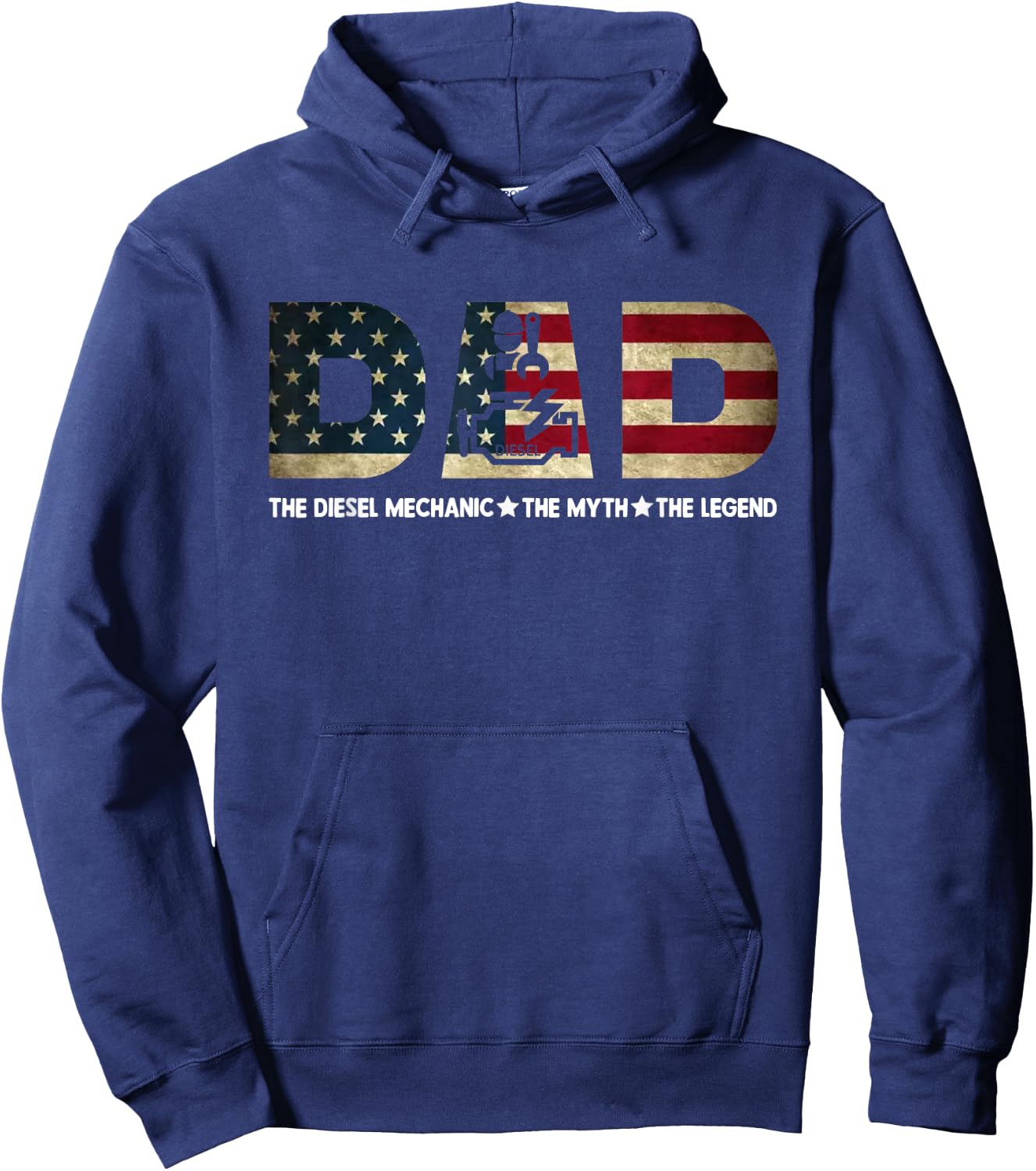 Dad The Diesel Mechanic The Myth The Legend Hoodie - Hoodie | Navy