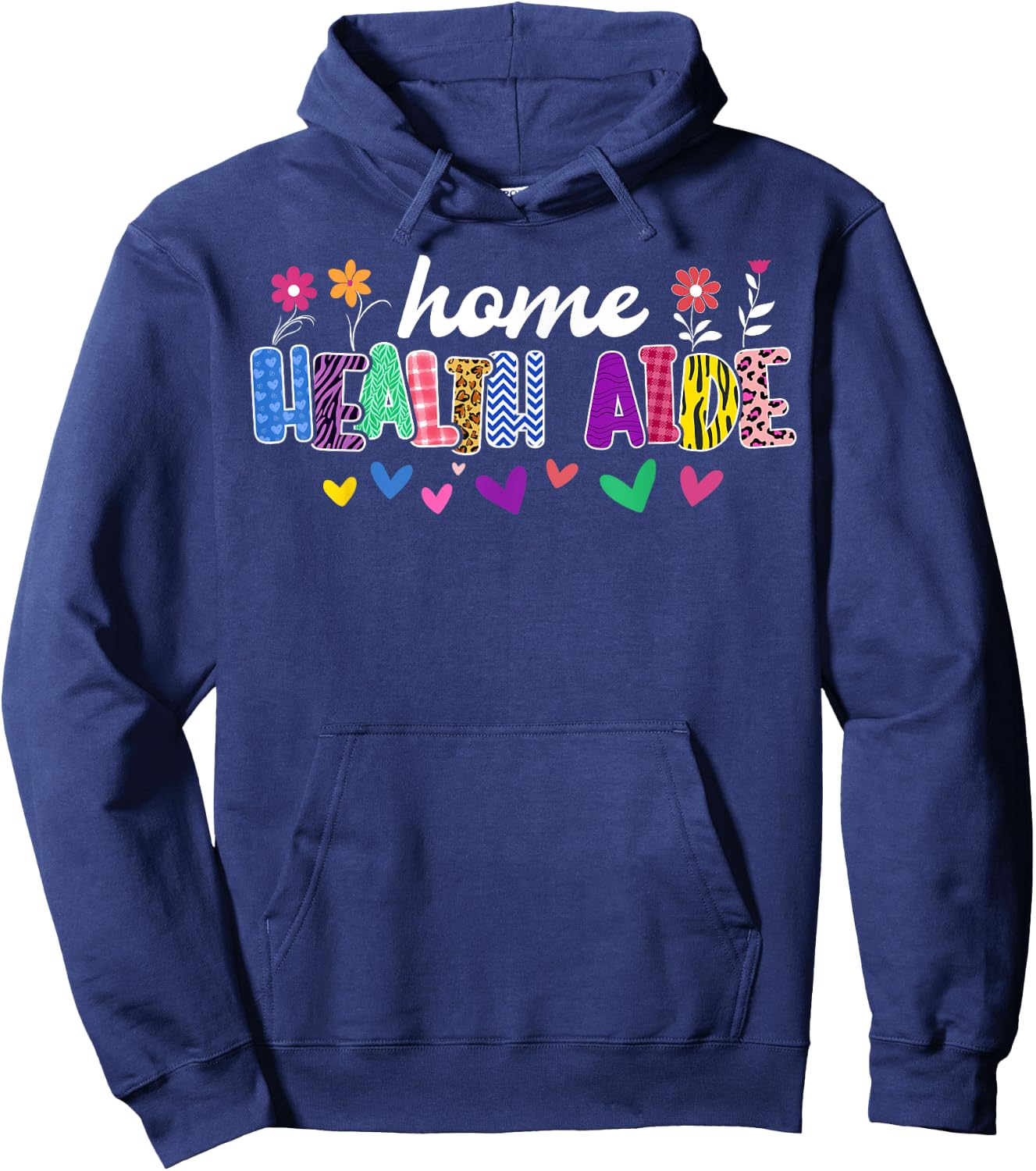 Home Health Aide Heart Leopard Hoodie - Hoodie | Navy