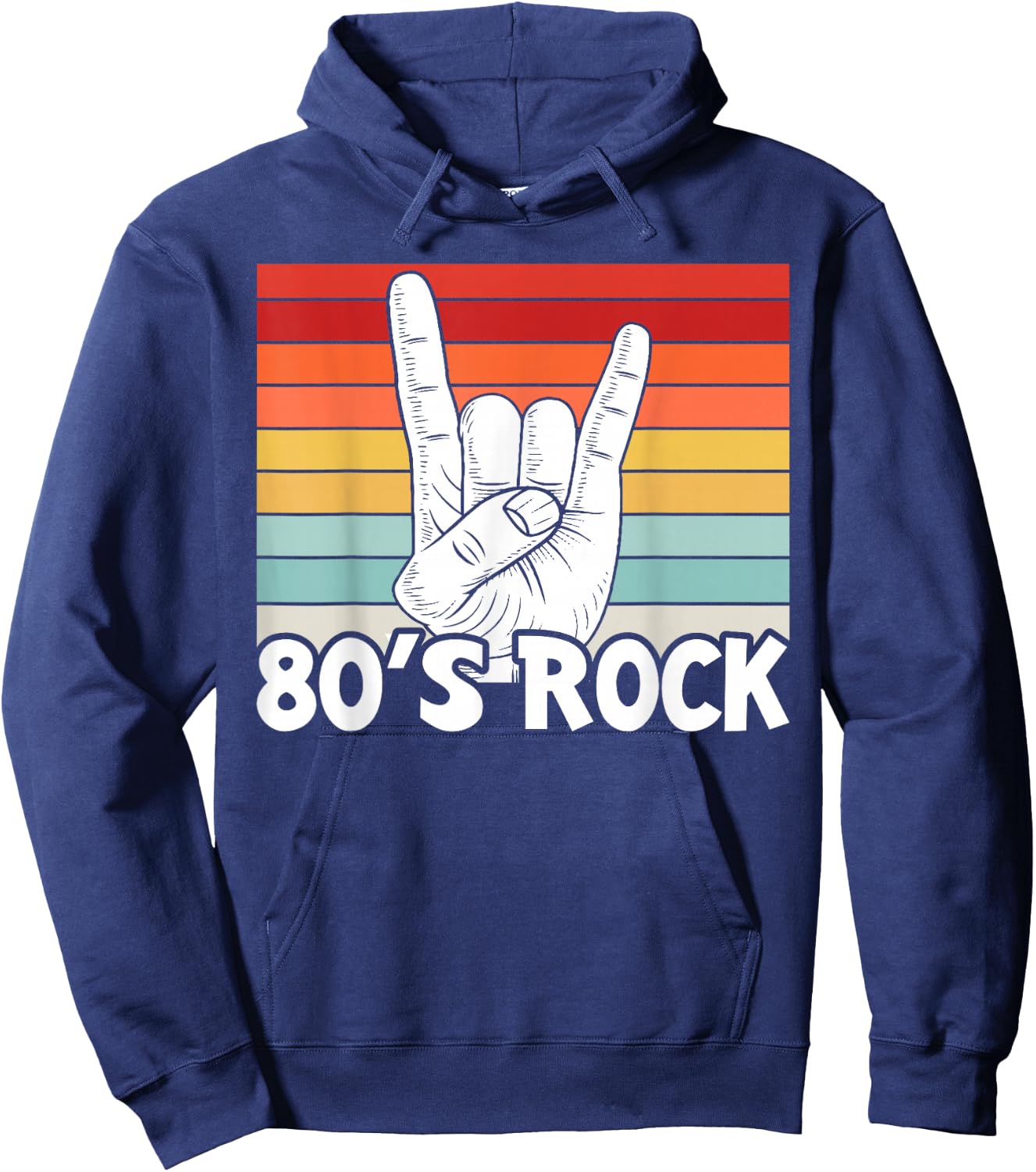 Vintage 80's Rock Band Hoodie - Hoodie | Navy
