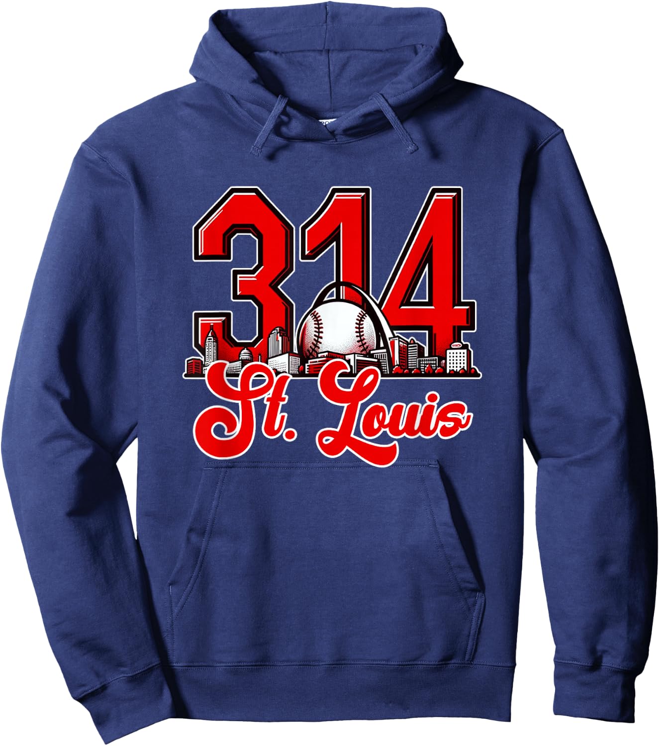 St. Louis 314 Red and White Arch Skyline Hoodie - Hoodie | Navy