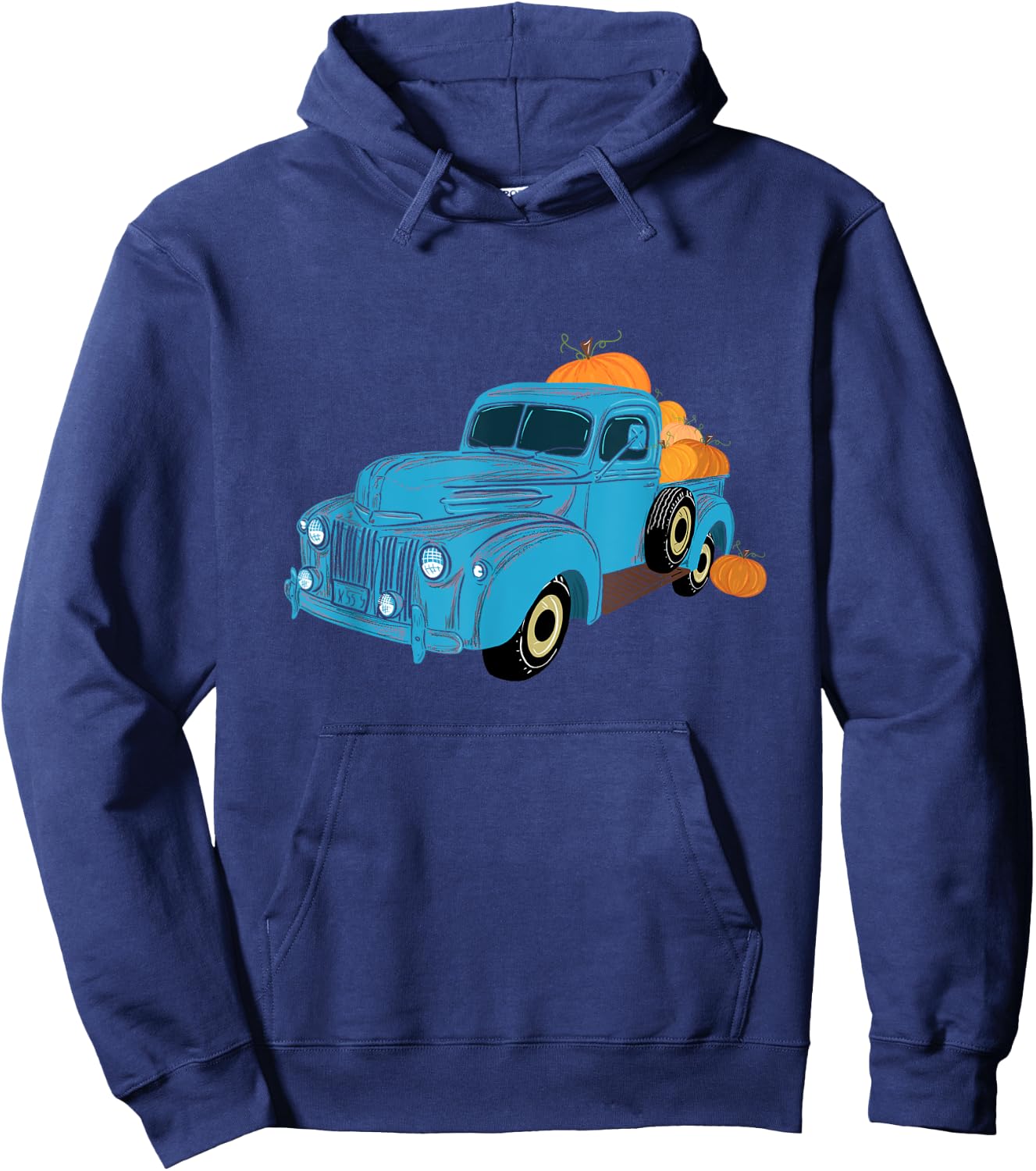 Fall Pumpkin Harvest Time Old Pickup Farm Truck Hoodie - Hoodie | Navy