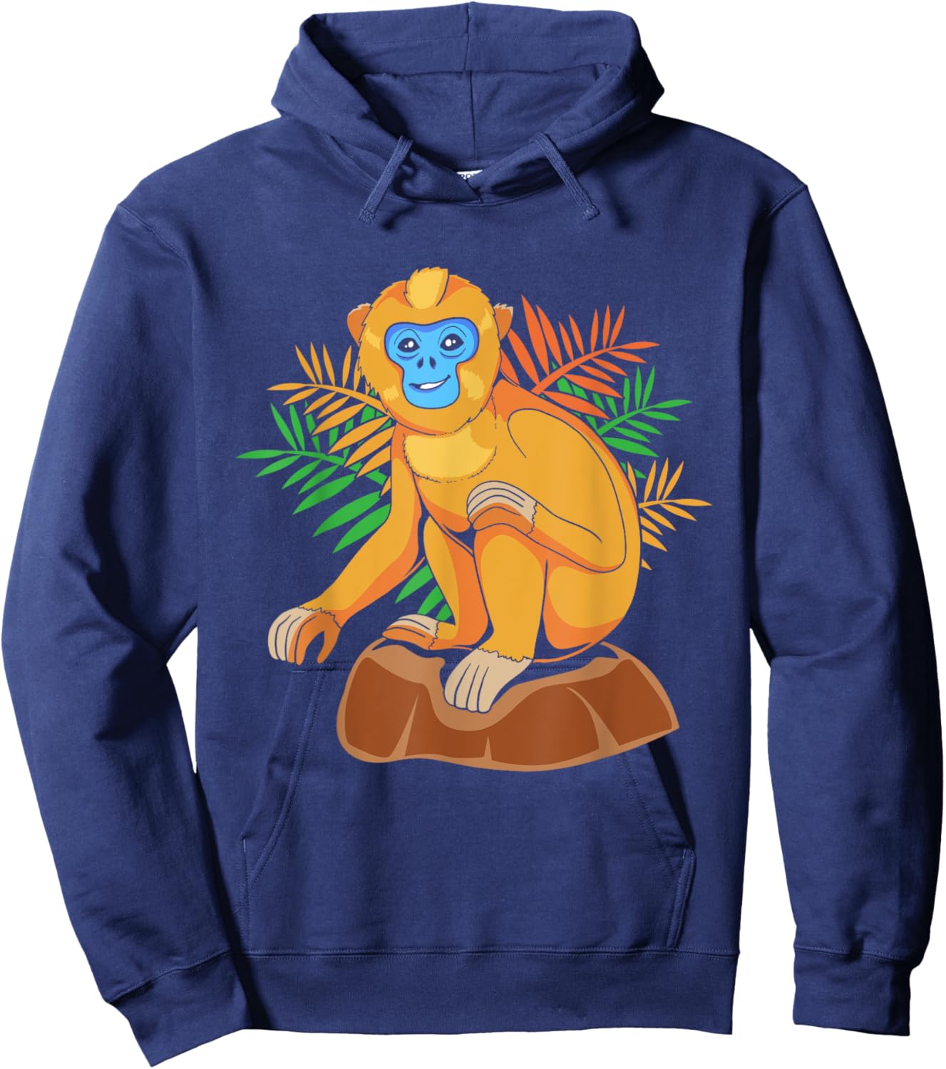 Funny Golden Snub Nosed Monkey Sitting Hoodie - Hoodie | Navy