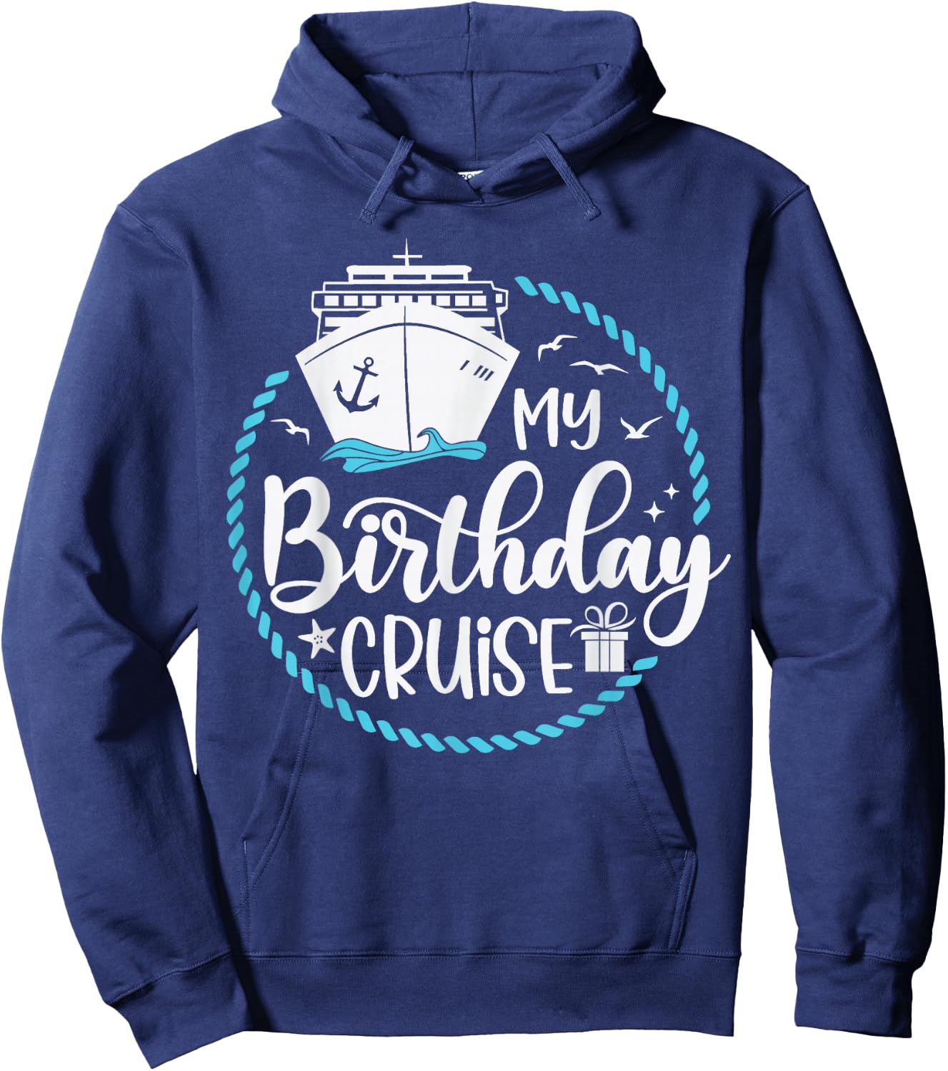 My Birthday Cruise , Small, Black Hoodie - Hoodie | Navy