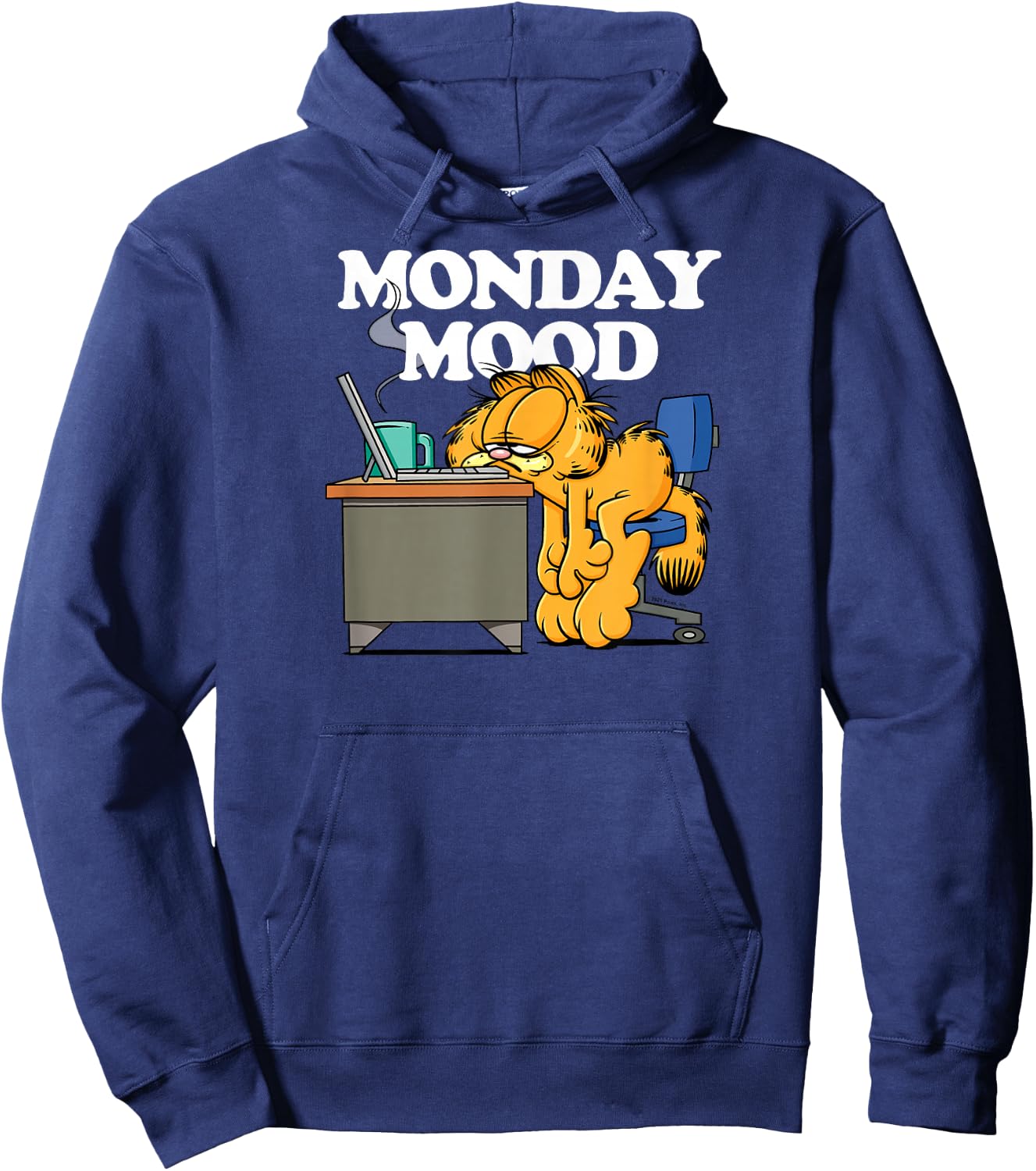 Garfield - Moody Monday, Boredom Humor Graphic Hoodie - Hoodie | Navy