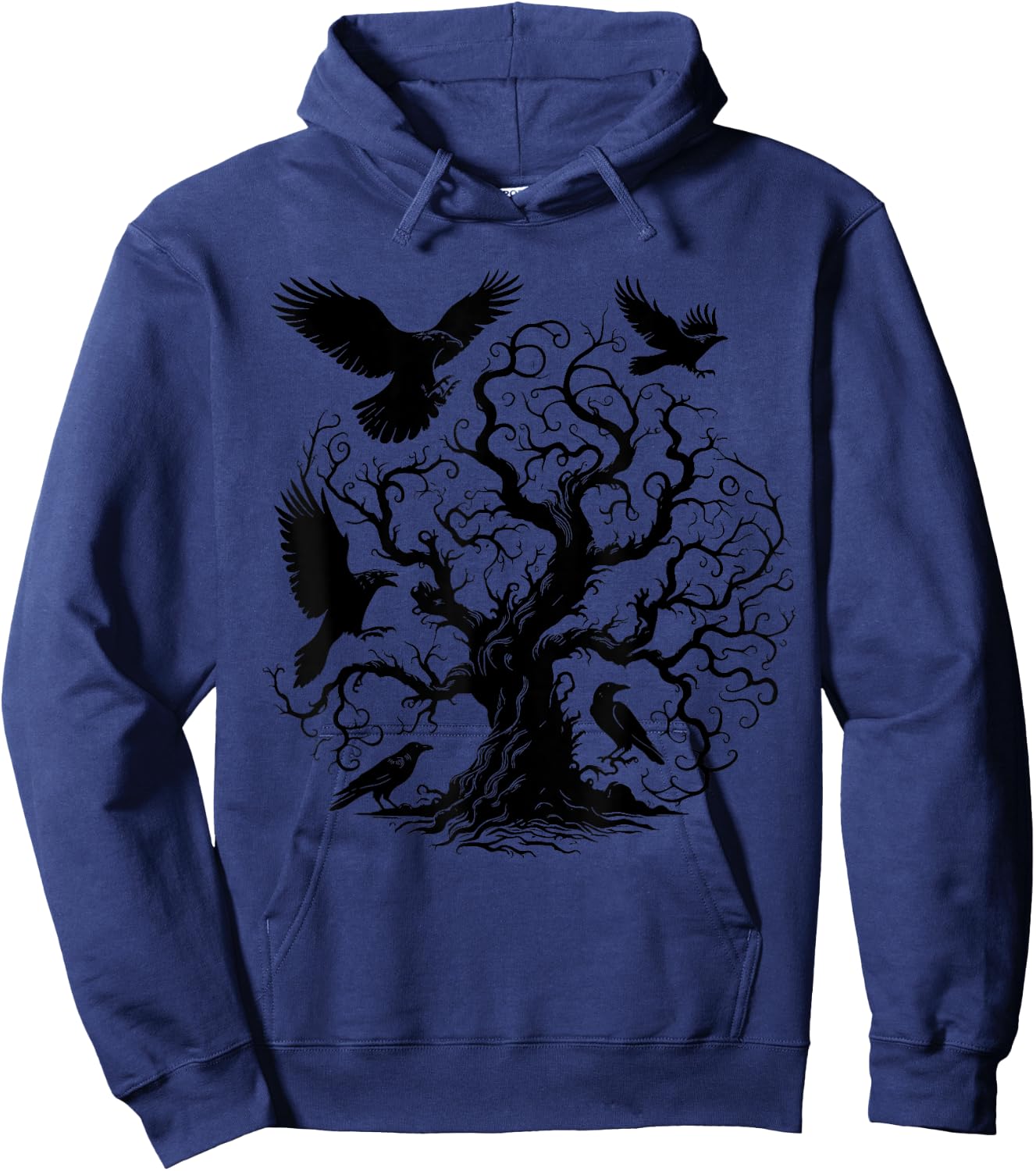 Gothic Raven Tree Hoodie - Hoodie | Navy