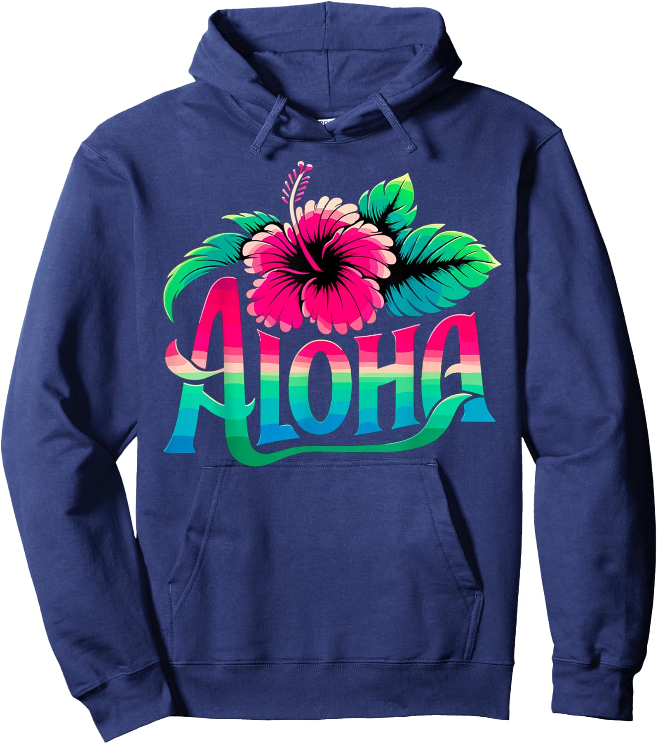 Aloha Hawaiian Flower Hawaii Vacation Hoodie - Hoodie | Navy