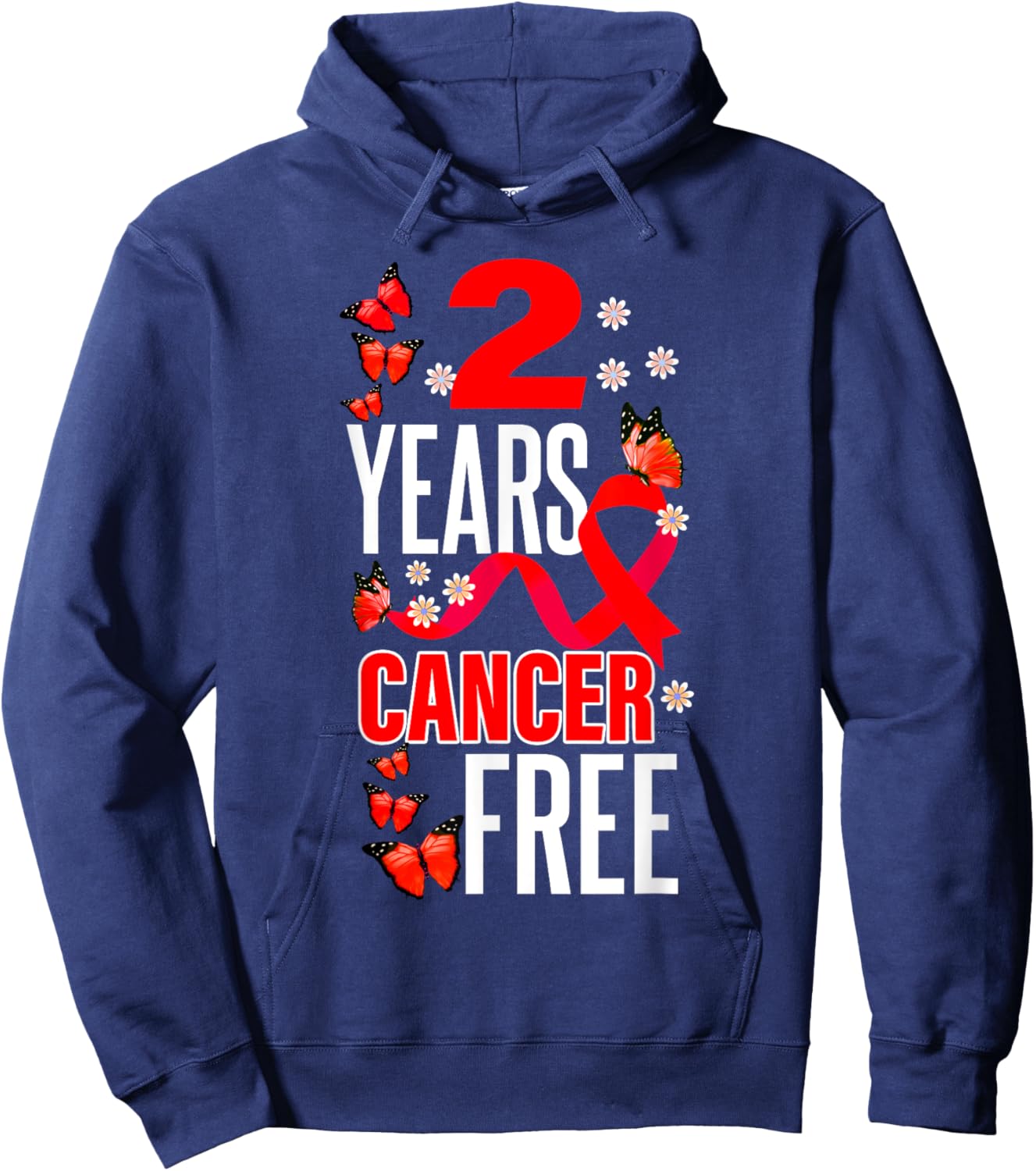 2 Year Cancer Free For Throat Cancer Awareness Hoodie - Hoodie | Navy