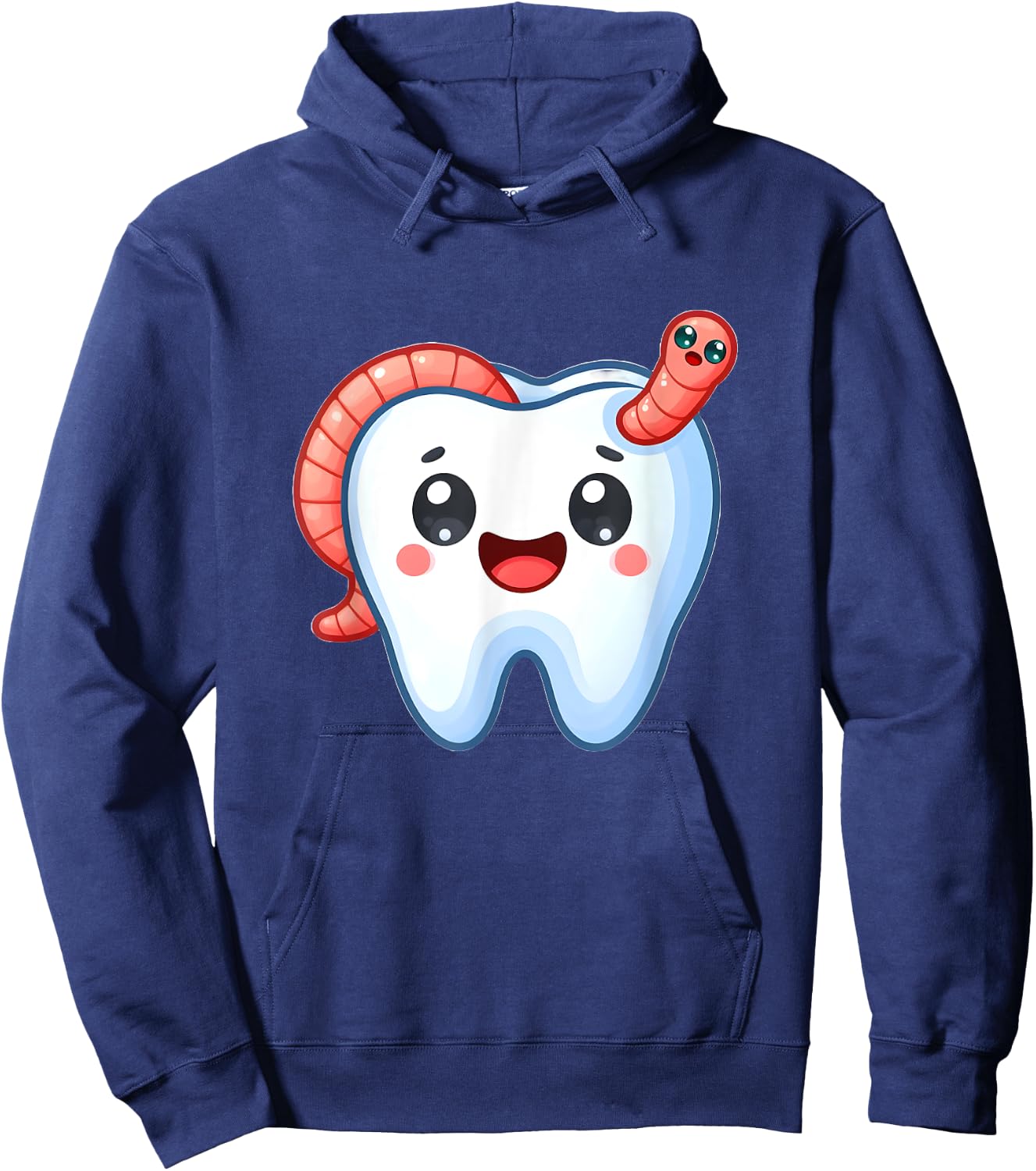 Funny Tooth with Worm in Cavity Hoodie - Hoodie | Navy