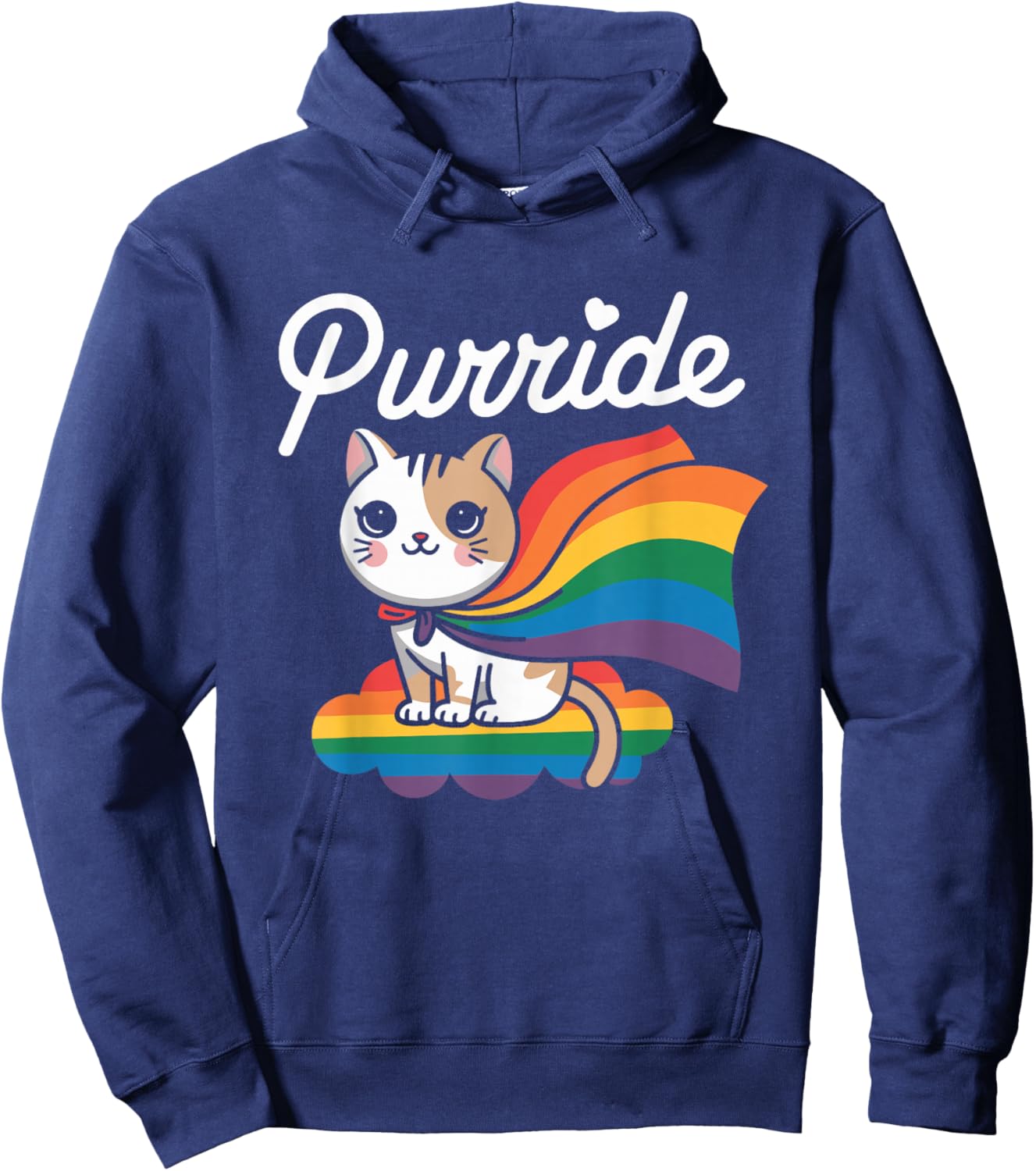 Purride Cat Pride Month LGBTQ Funny Pride Ally Hoodie - Hoodie | Navy