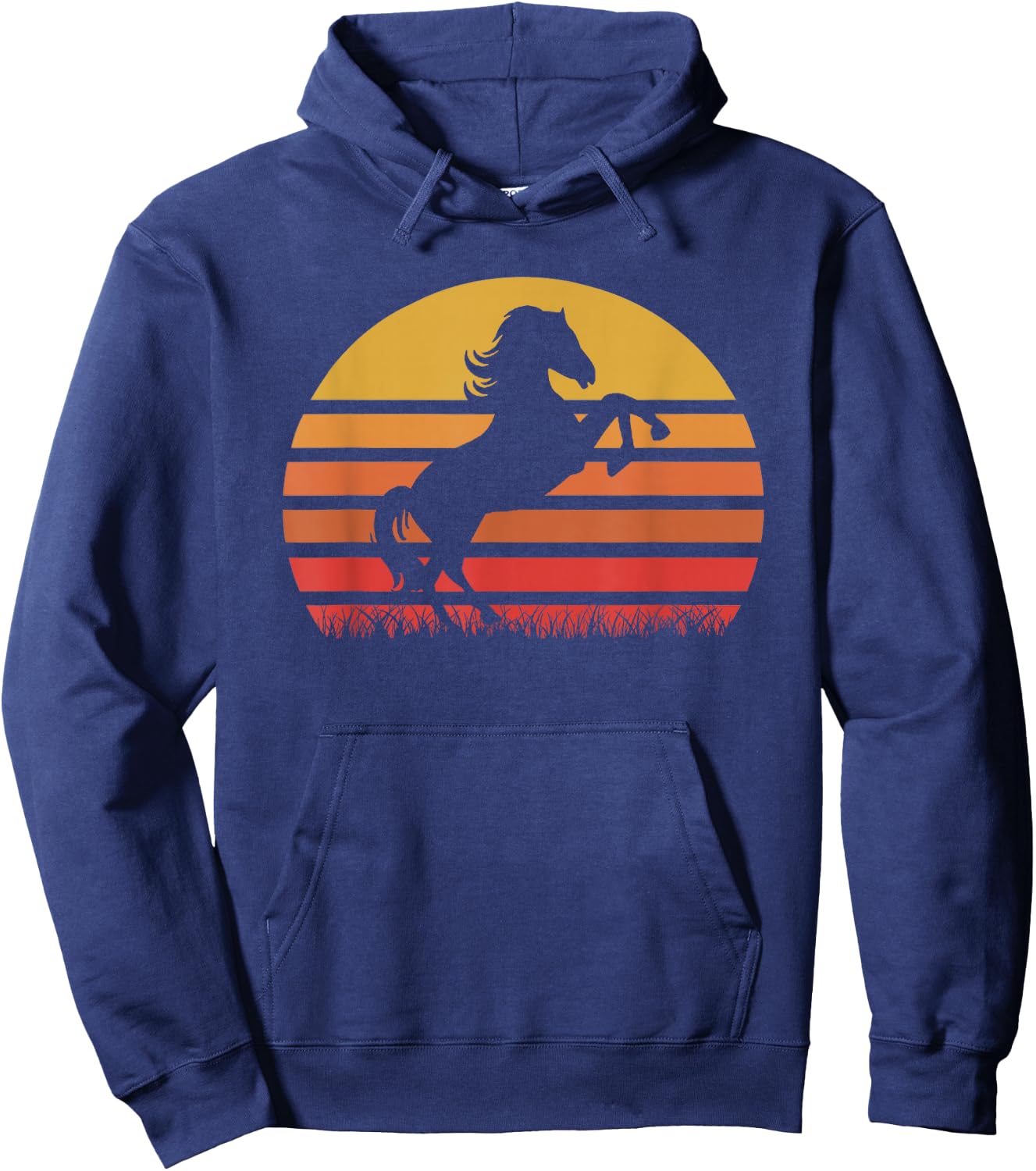 Vintage Sunset Horse, Riding Boy Girl Funny Hoodie - Hoodie | Navy