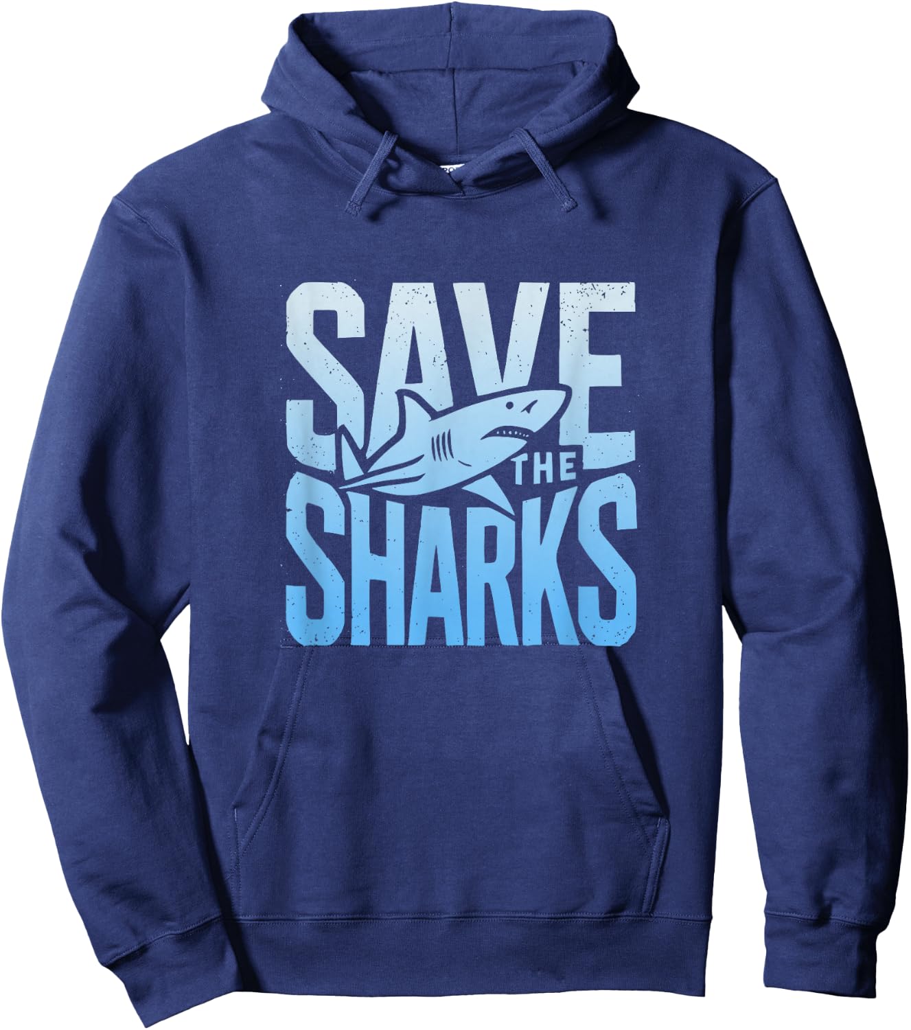 Save The Sharks Typography Protect The Ocean Hoodie - Hoodie | Navy