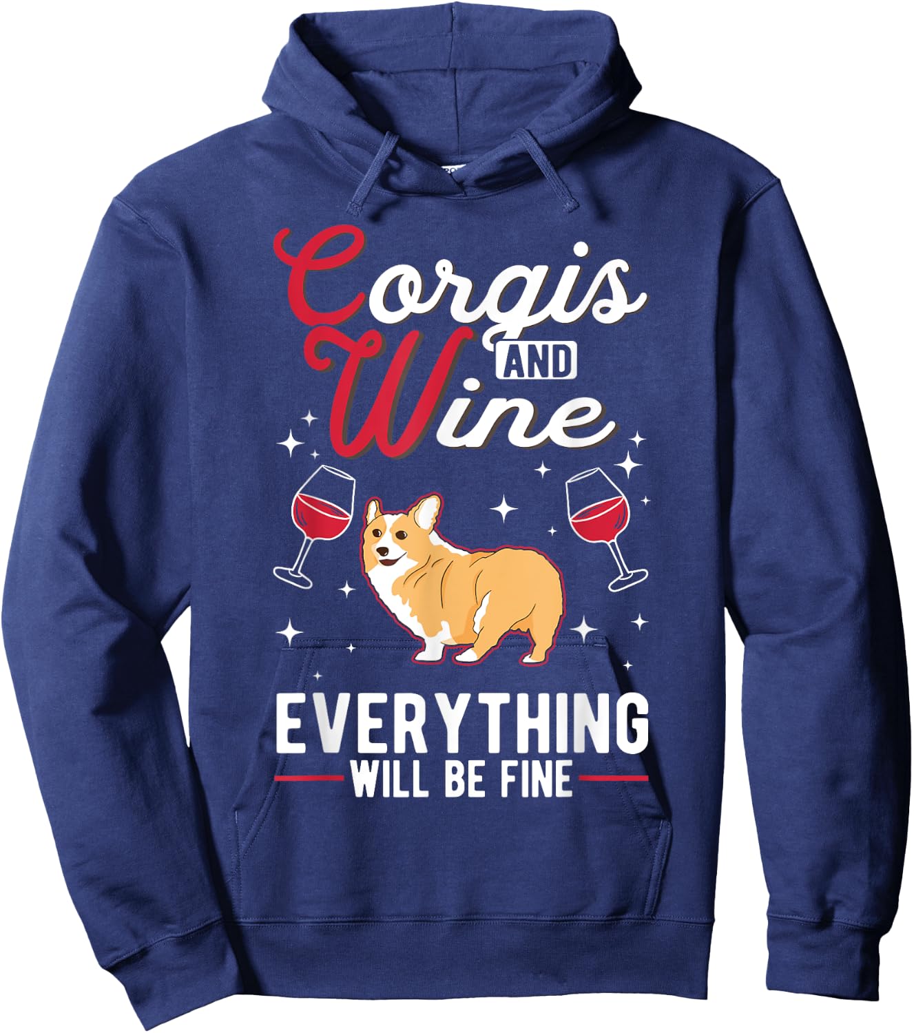 Corgi And Wine Welsh Corgi Hoodie - Hoodie | Navy