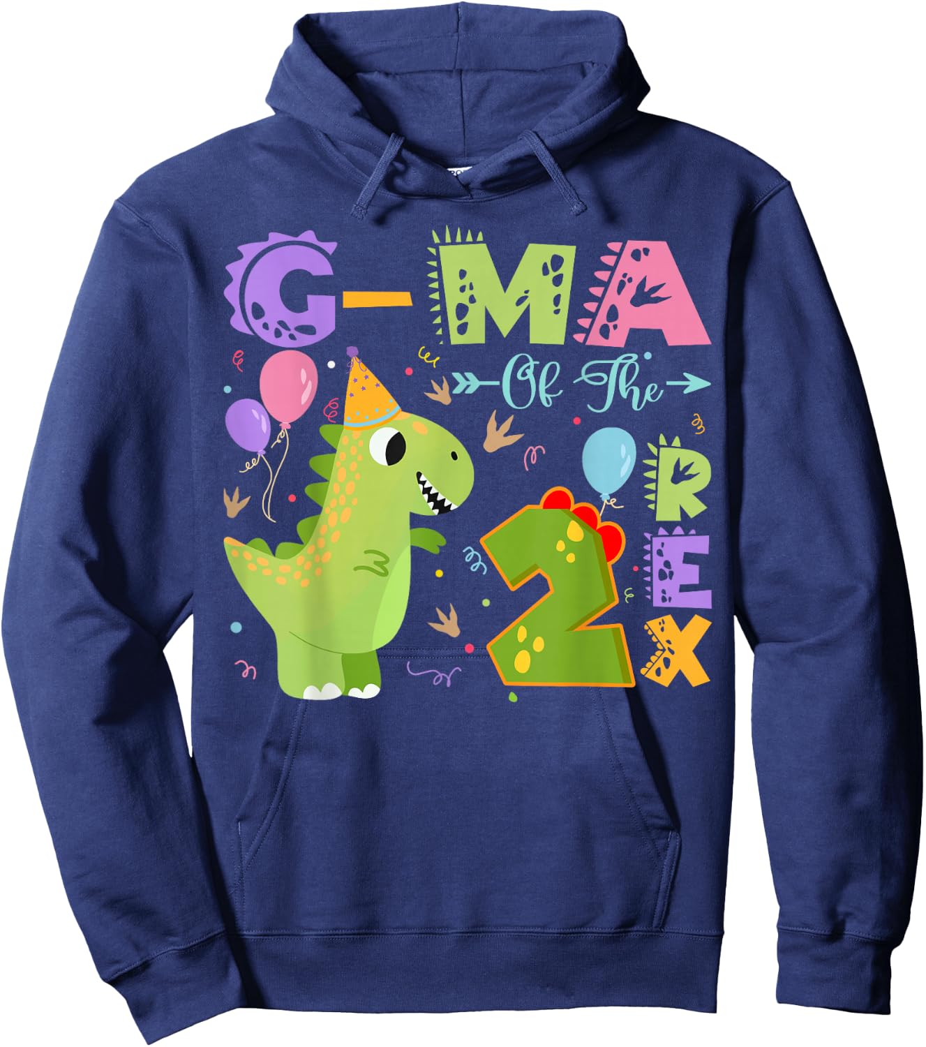 G-ma Of The Two Rex 2Nd Birthday Dinosaur Party Hoodie - Hoodie | Navy