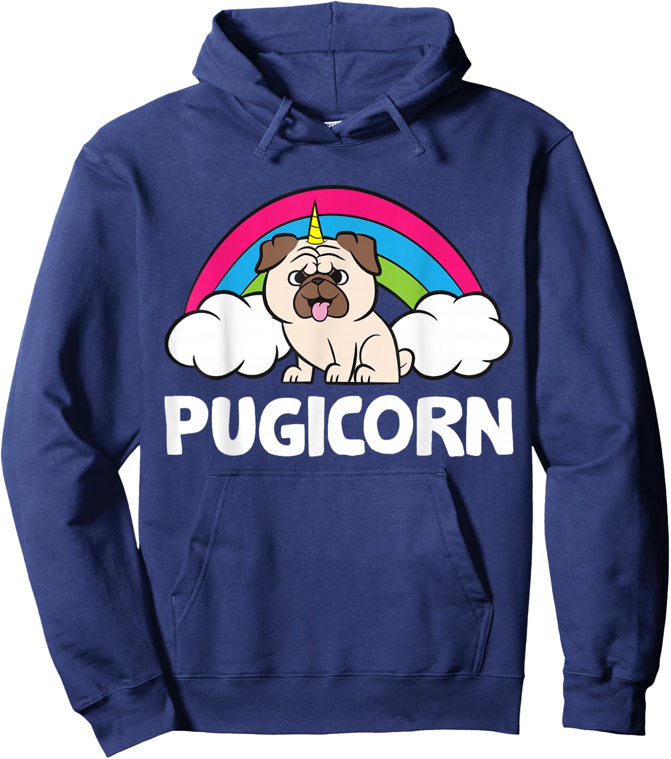 Pugicorn Funny Unicorn Pug Dog Hoodie - Hoodie | Navy