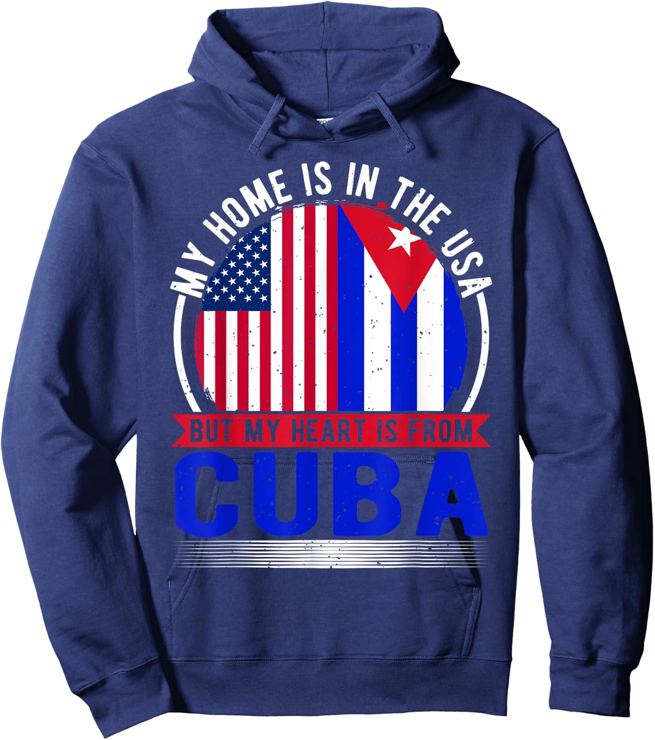 US Flag, USA & Cuba Roots, Cuban Flag Hoodie - Hoodie | Navy