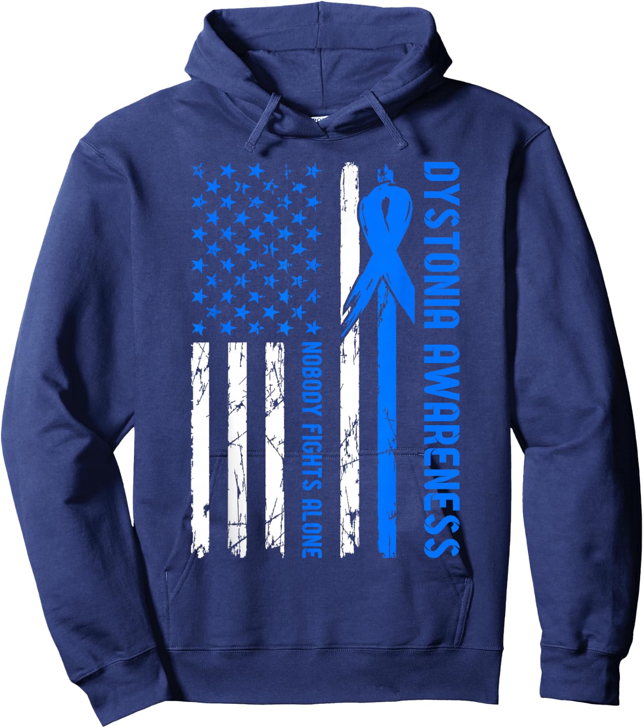Dystonia Awareness Flag Nobody Fights Alone Hoodie - Hoodie | Navy