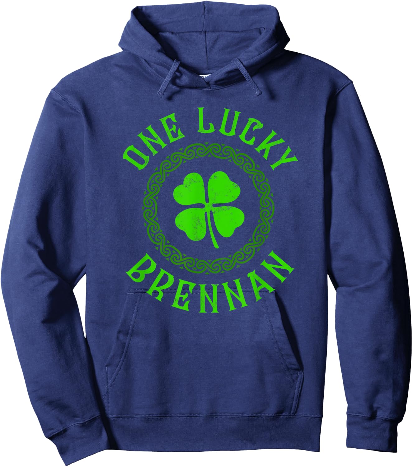 One Lucky Brennan Irish Family Four Leaf Clover Hoodie - Hoodie | Navy