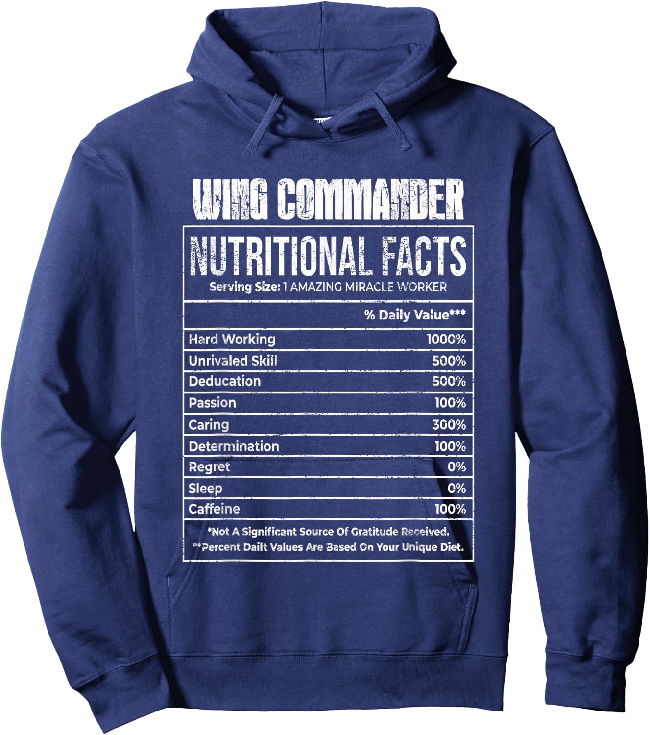 Nutritional Facts Wing Commander Job Tittle Hoodie - Hoodie | Navy