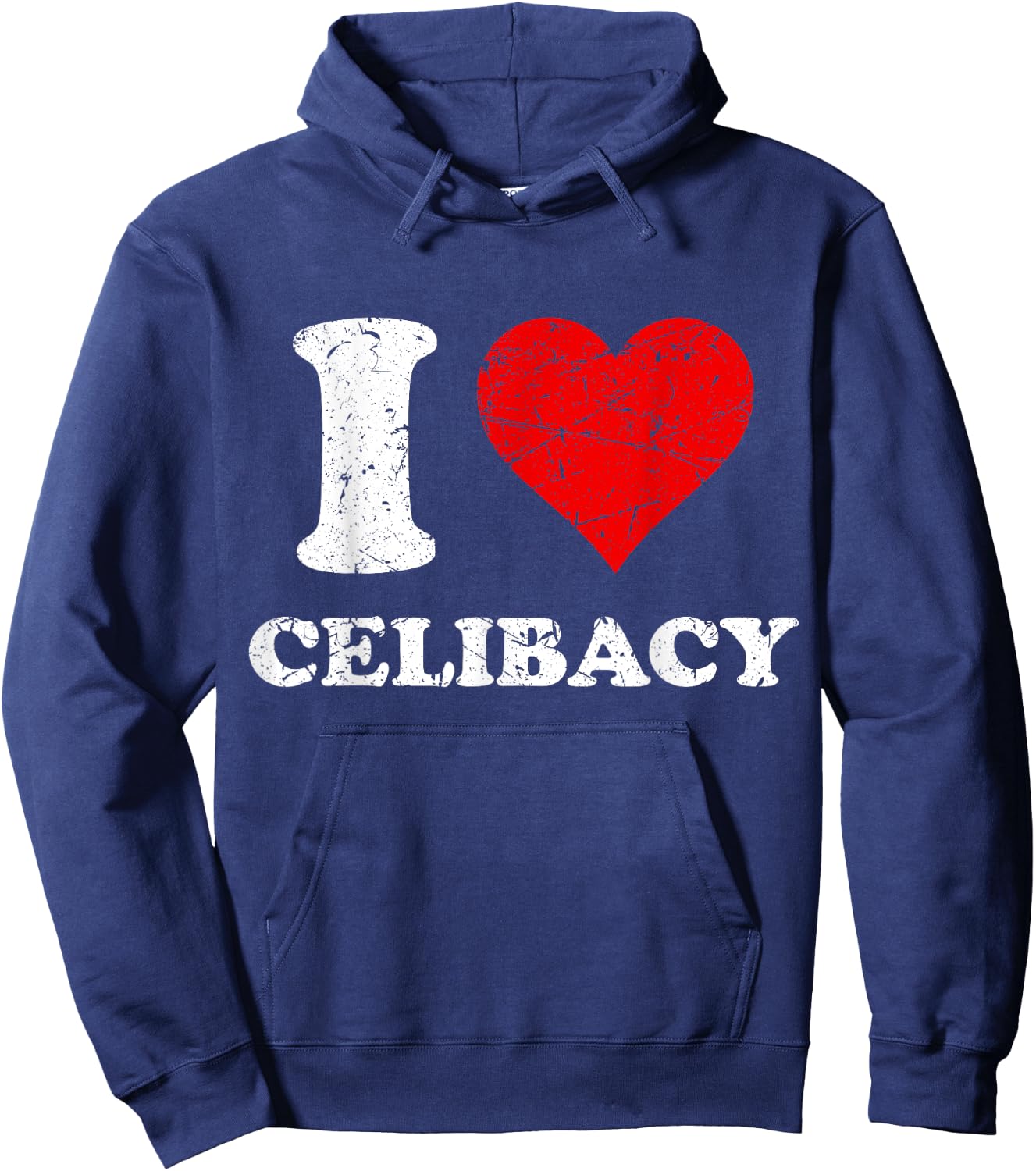 Distressed I Heart Celibacy I Love Celibacy Hoodie - Hoodie | Navy