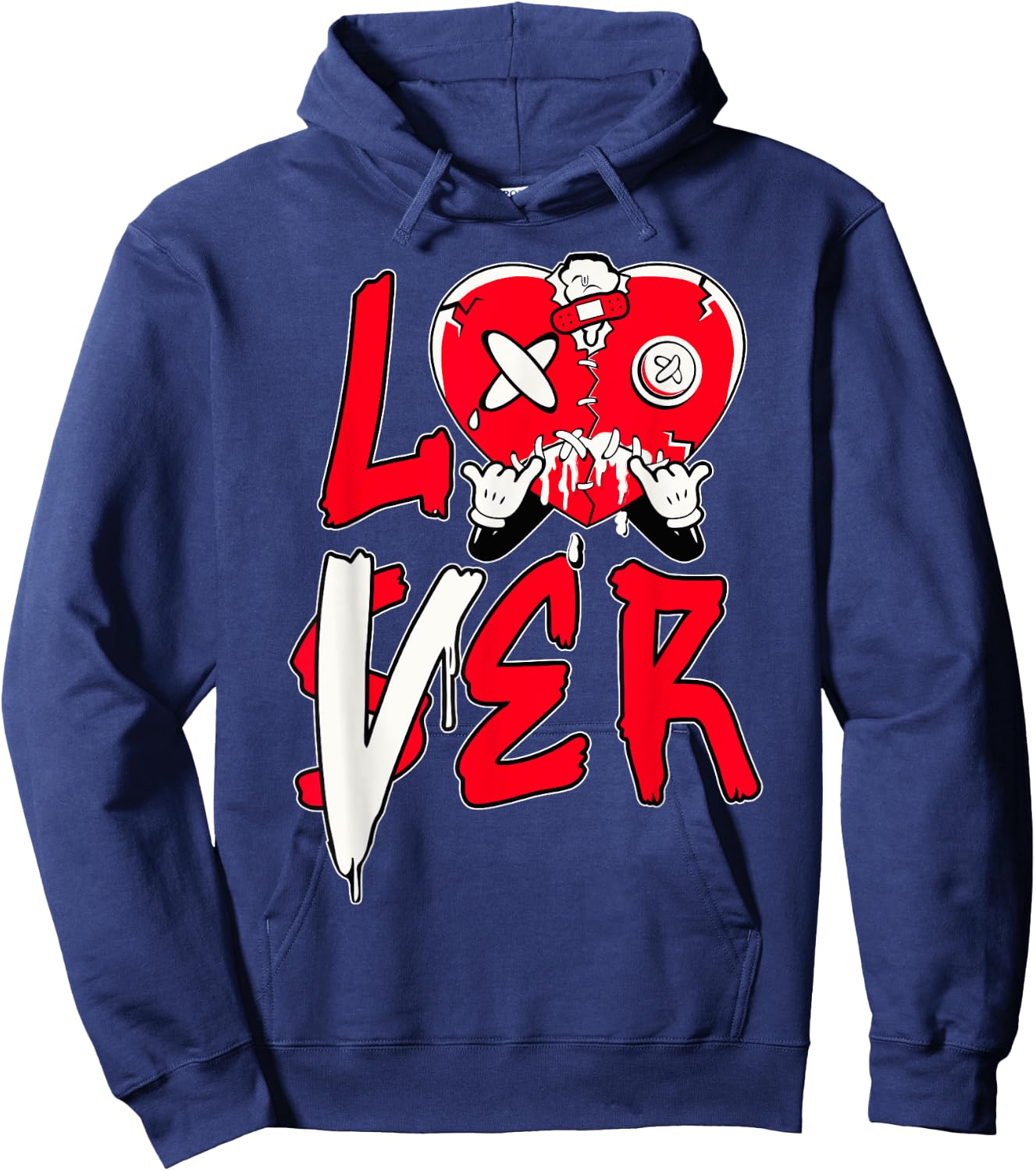 Red Loser Lover Pink Drip Heart Matching Women Hoodie - Hoodie | Navy