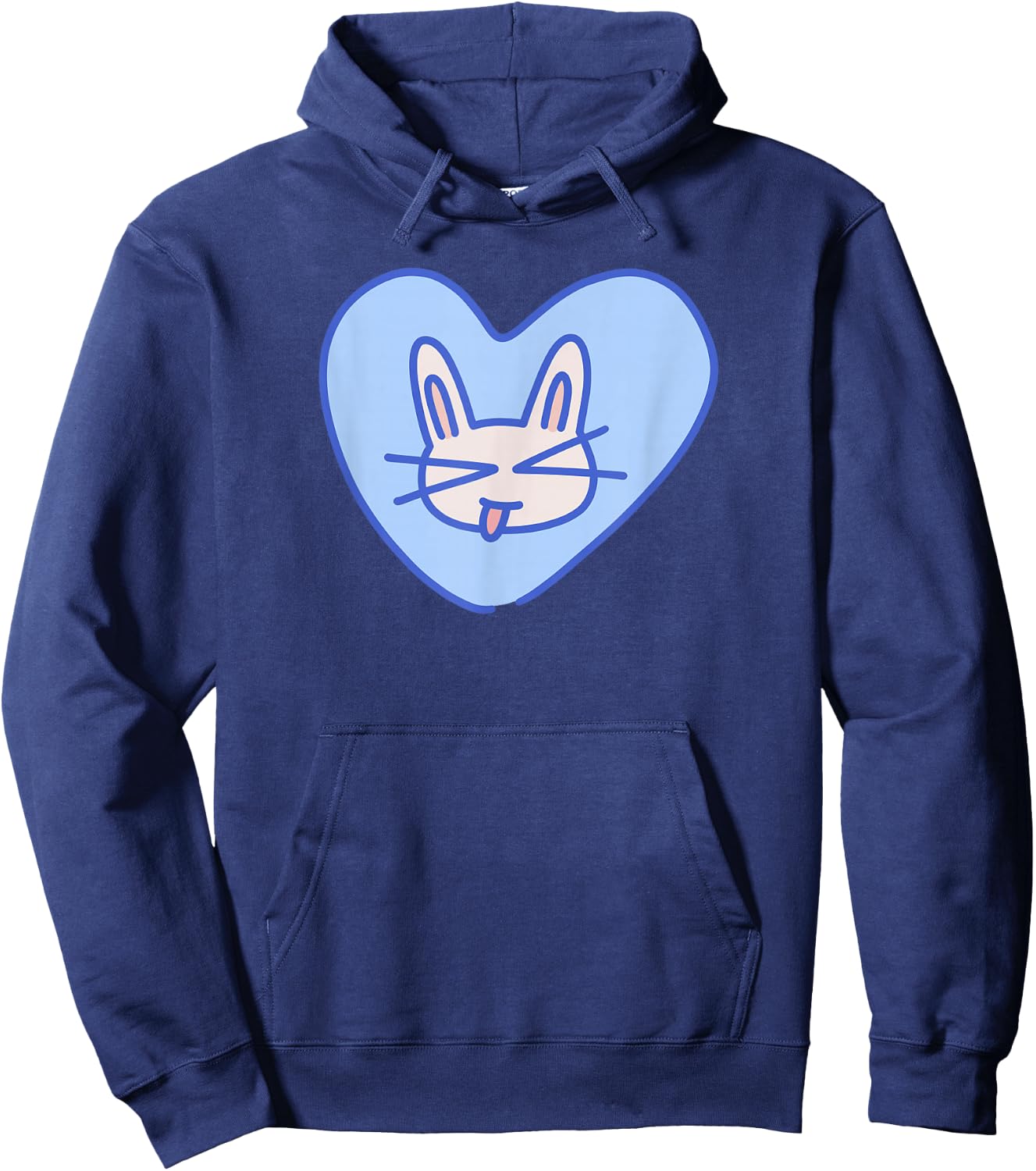 90s Y2K Cheeky Cat in Heart Hoodie - Hoodie | Navy