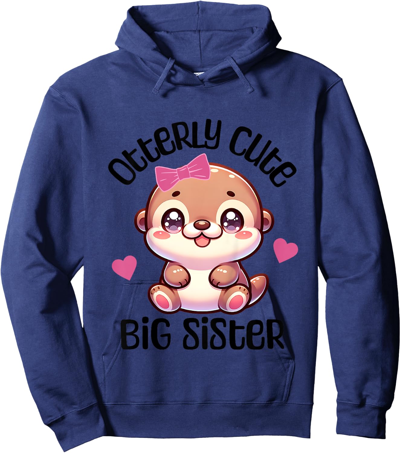 Big Sister Announcement Girl Otter Hoodie - Hoodie | Navy