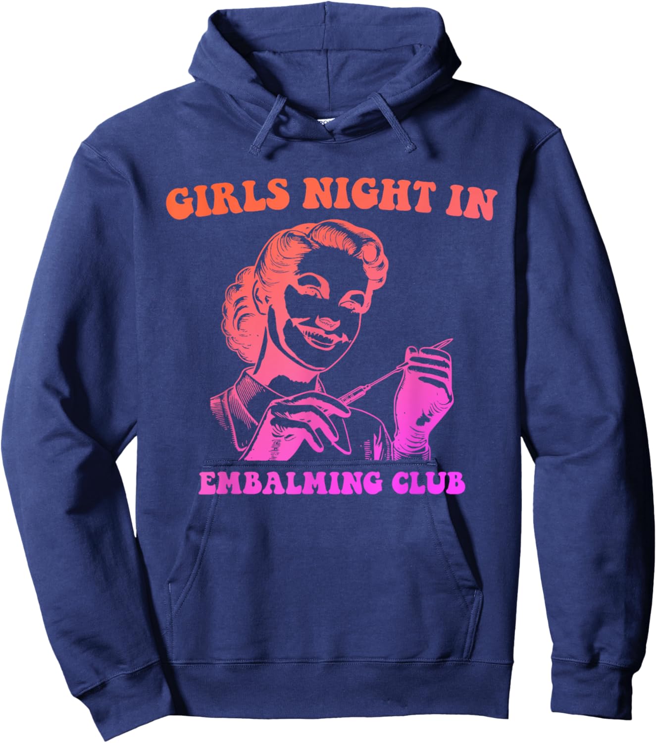 Girls Night In Embalming Club Vintage Hoodie - Hoodie | Navy