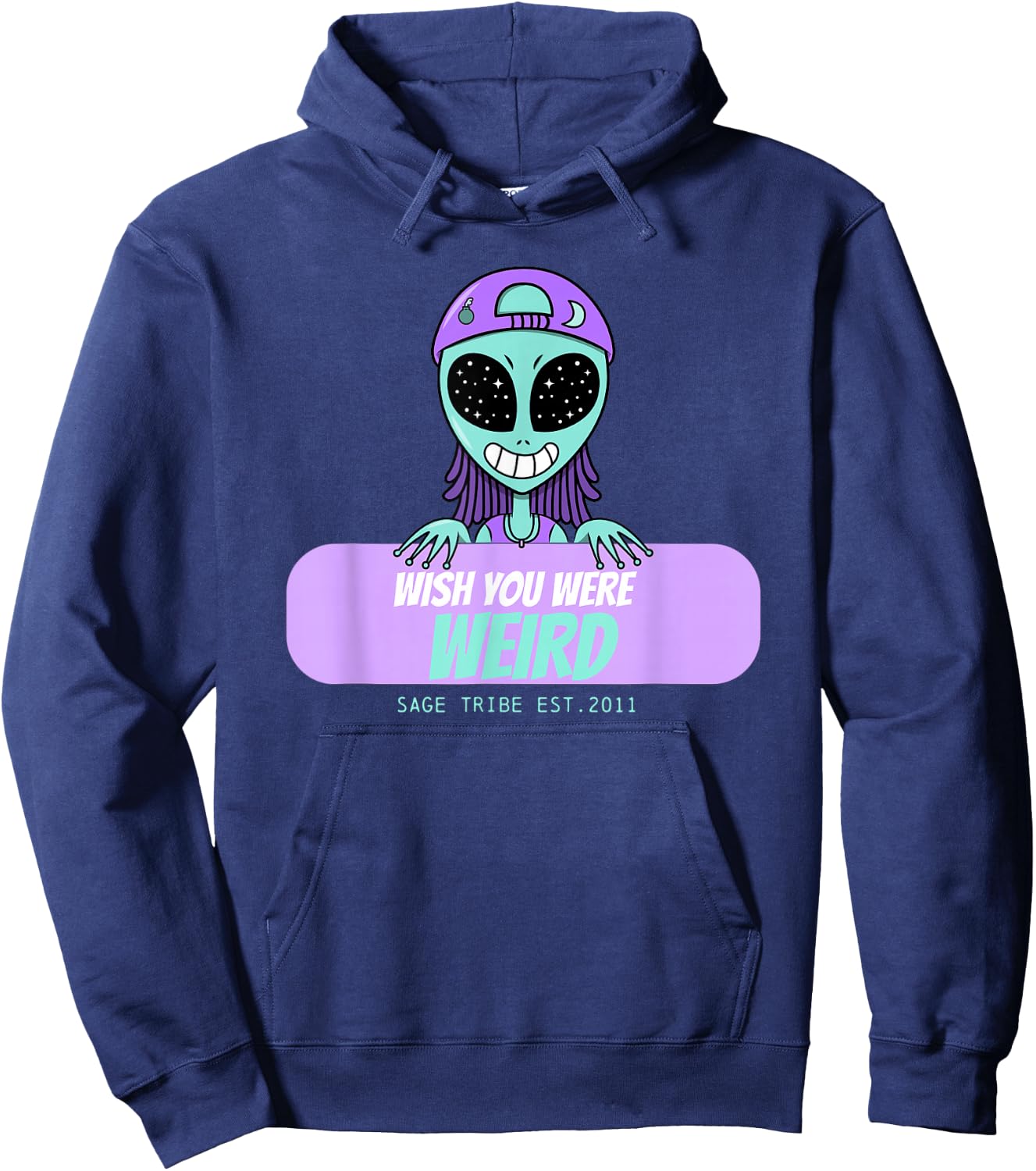 Wish You Were Weird Alien Hoodie - Hoodie | Navy