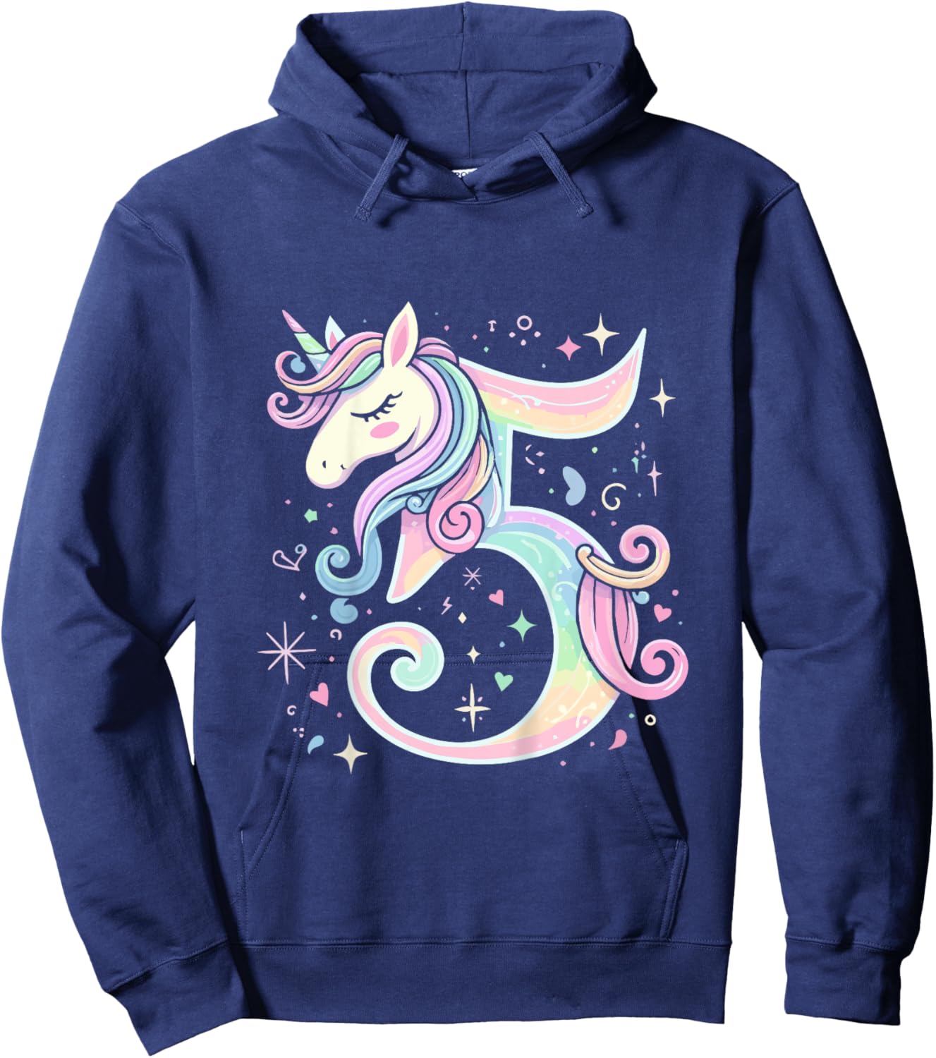 5th Birthday Party Unicorn 5 Years Old Unicorns Hoodie - Hoodie | Navy