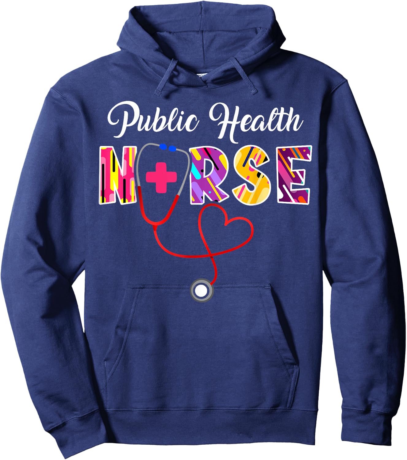 Public Health Nurse Stethoscope Hoodie - Hoodie | Navy