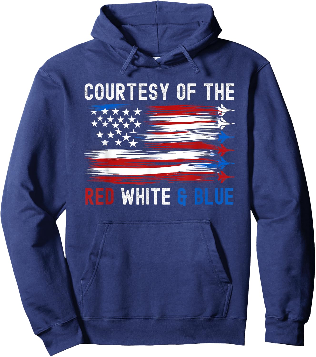 Courtesy Red White Blue Funny Patriotic US Flag Hoodie - Hoodie | Navy