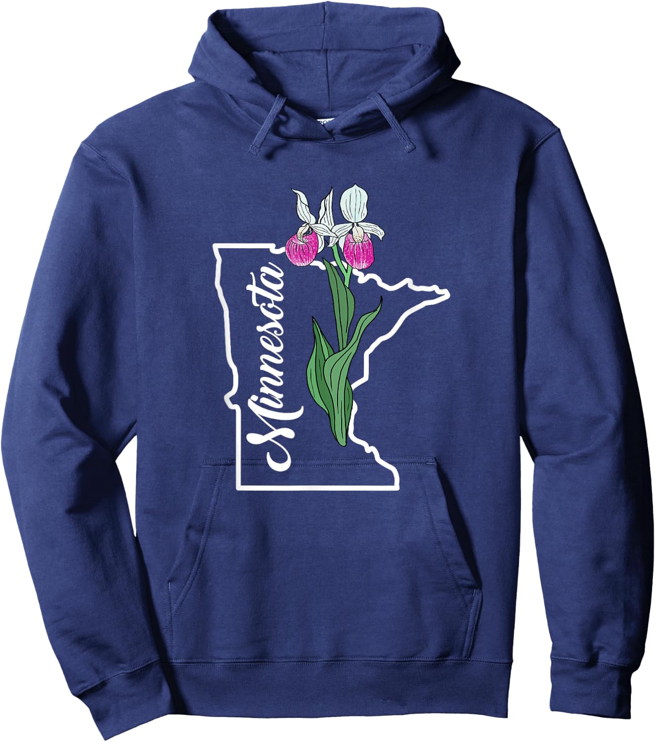 Minnesota Pink Lady's Slipper Flower Hoodie - Hoodie | Navy