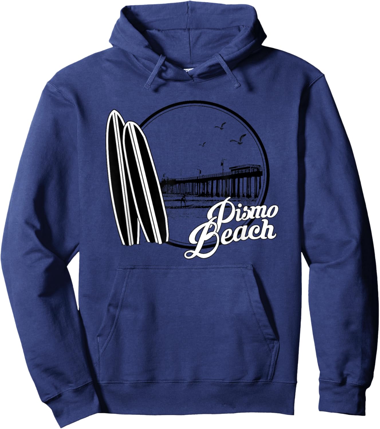 Pismo Beach California Surfboards and Pier Hoodie - Hoodie | Navy